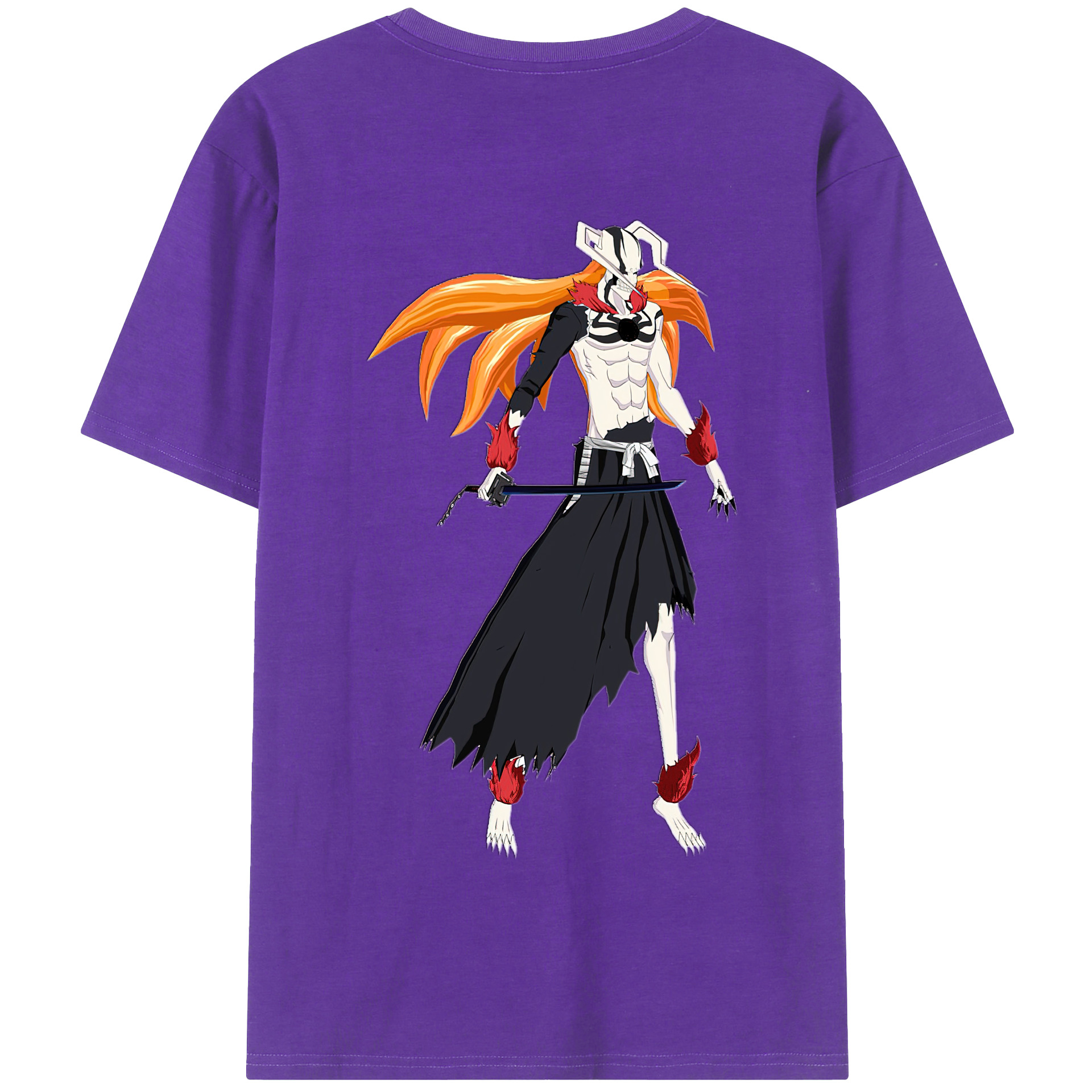 （画像用） ブリーチ 黒崎一護（くろさき いちご）BLEACH Kurosaki Ichigo 綿100％半袖Tシャツ（背面プリント）