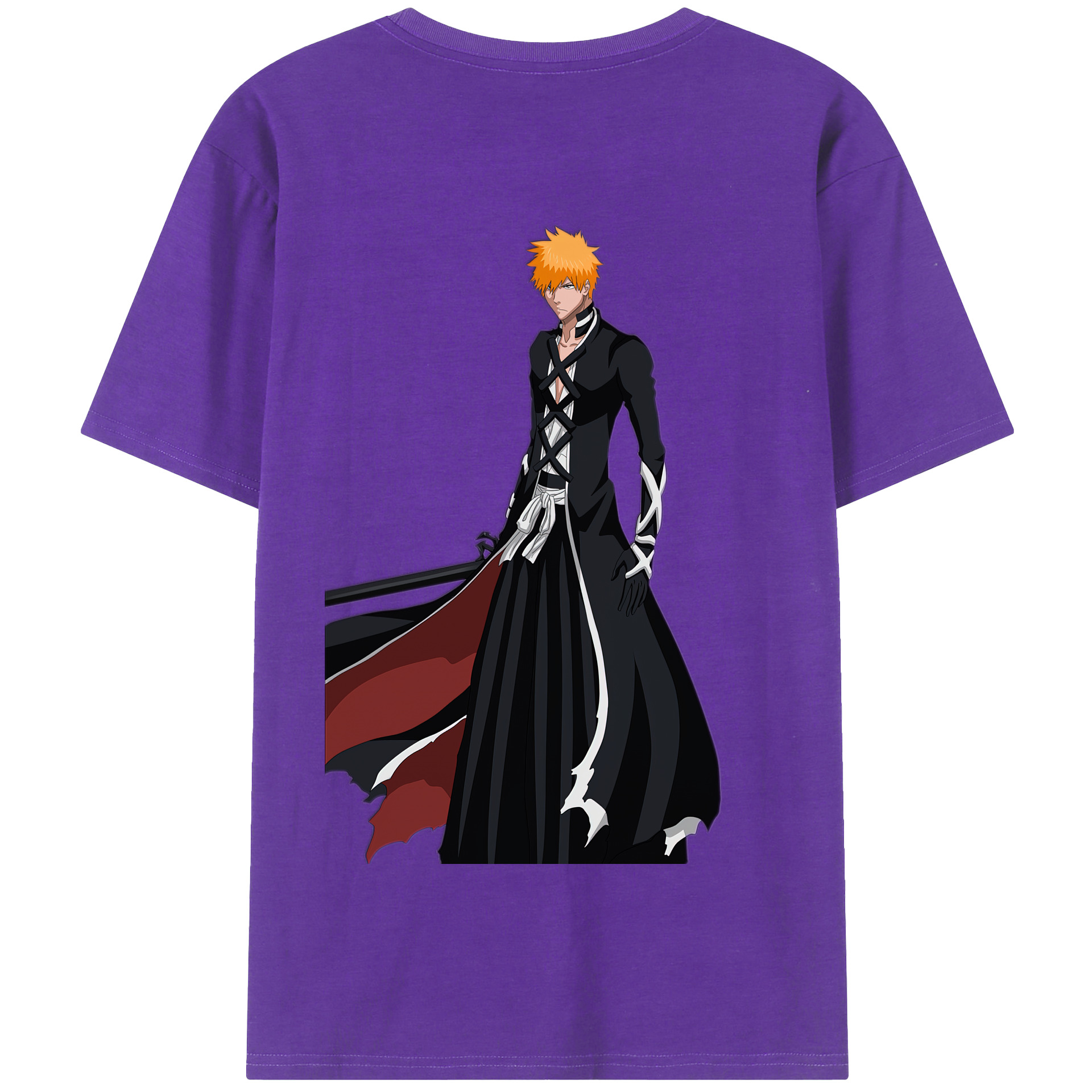 （画像用） ブリーチ 黒崎一護（くろさき いちご）BLEACH Kurosaki Ichigo 綿100％半袖Tシャツ（背面プリント）