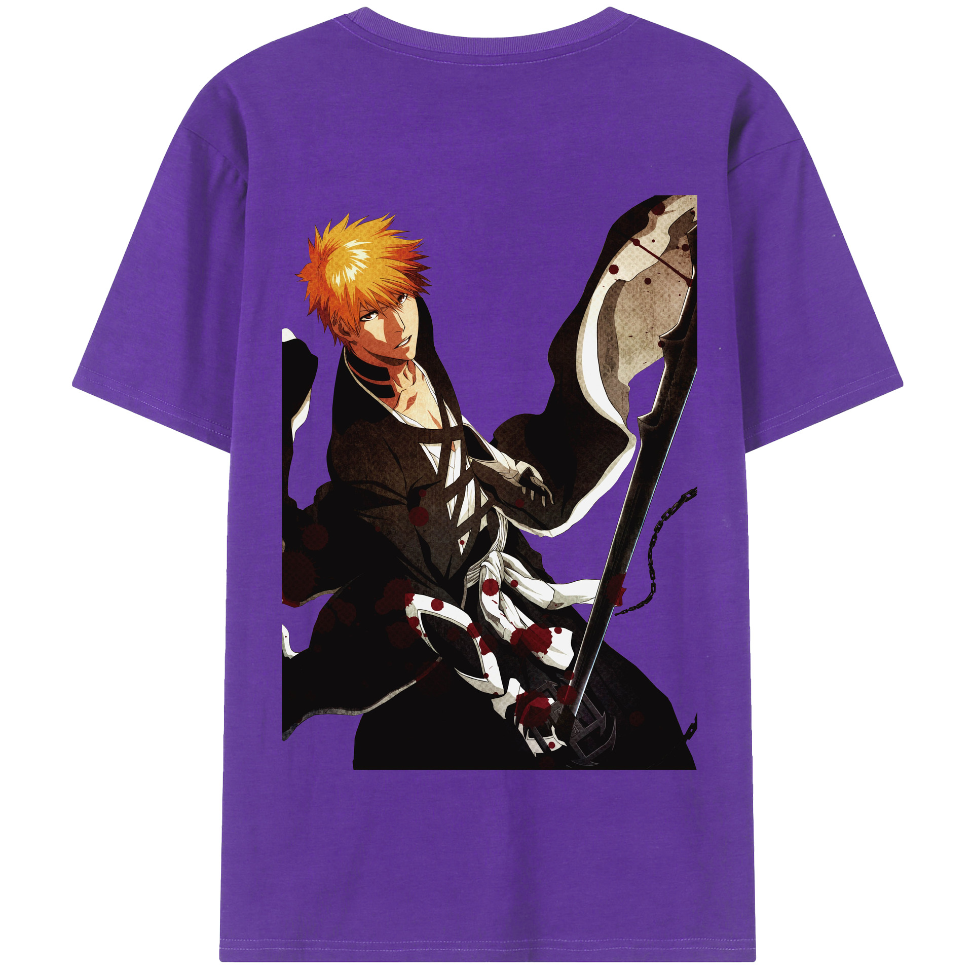 （画像用） ブリーチ 黒崎一護（くろさき いちご）BLEACH Kurosaki Ichigo 綿100％半袖Tシャツ（背面プリント）