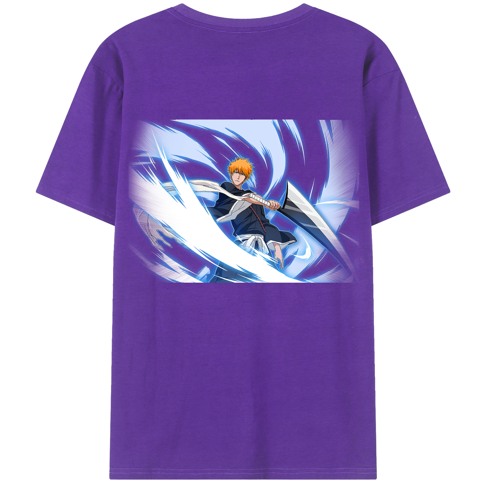 （画像用） ブリーチ 黒崎一護（くろさき いちご）BLEACH Kurosaki Ichigo 綿100％半袖Tシャツ（背面プリント）
