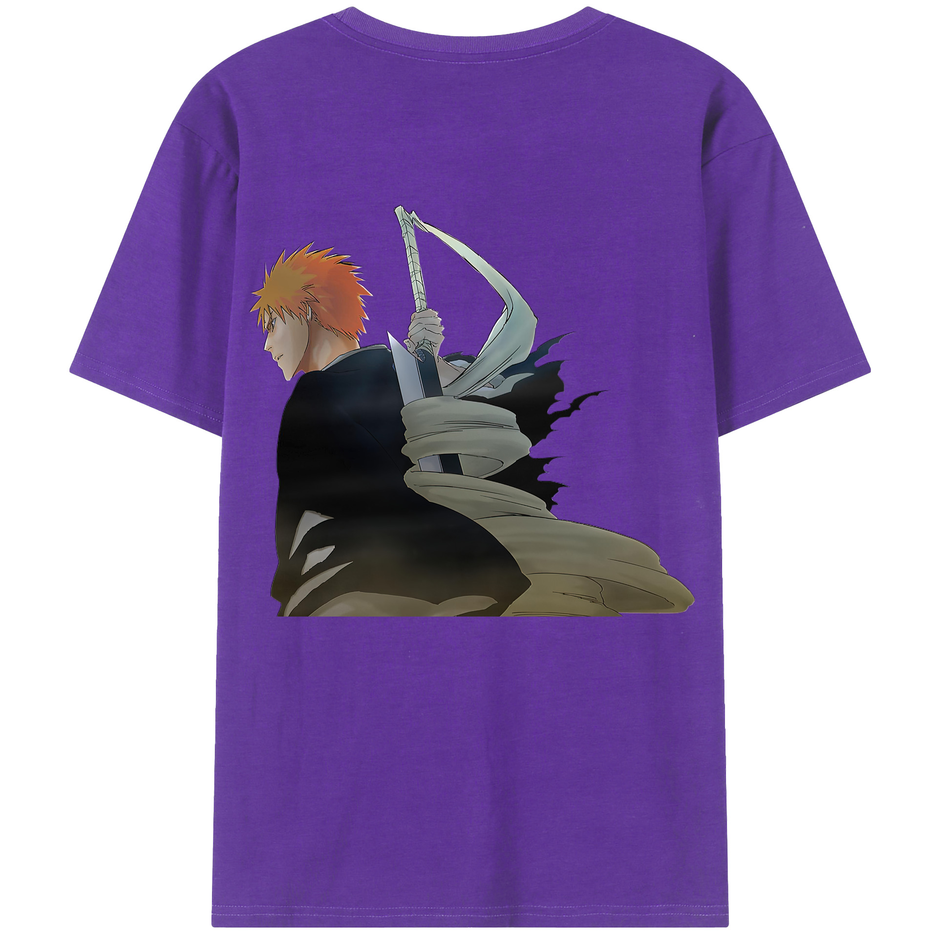 （画像用） ブリーチ 黒崎一護（くろさき いちご）BLEACH Kurosaki Ichigo 綿100％半袖Tシャツ（背面プリント）