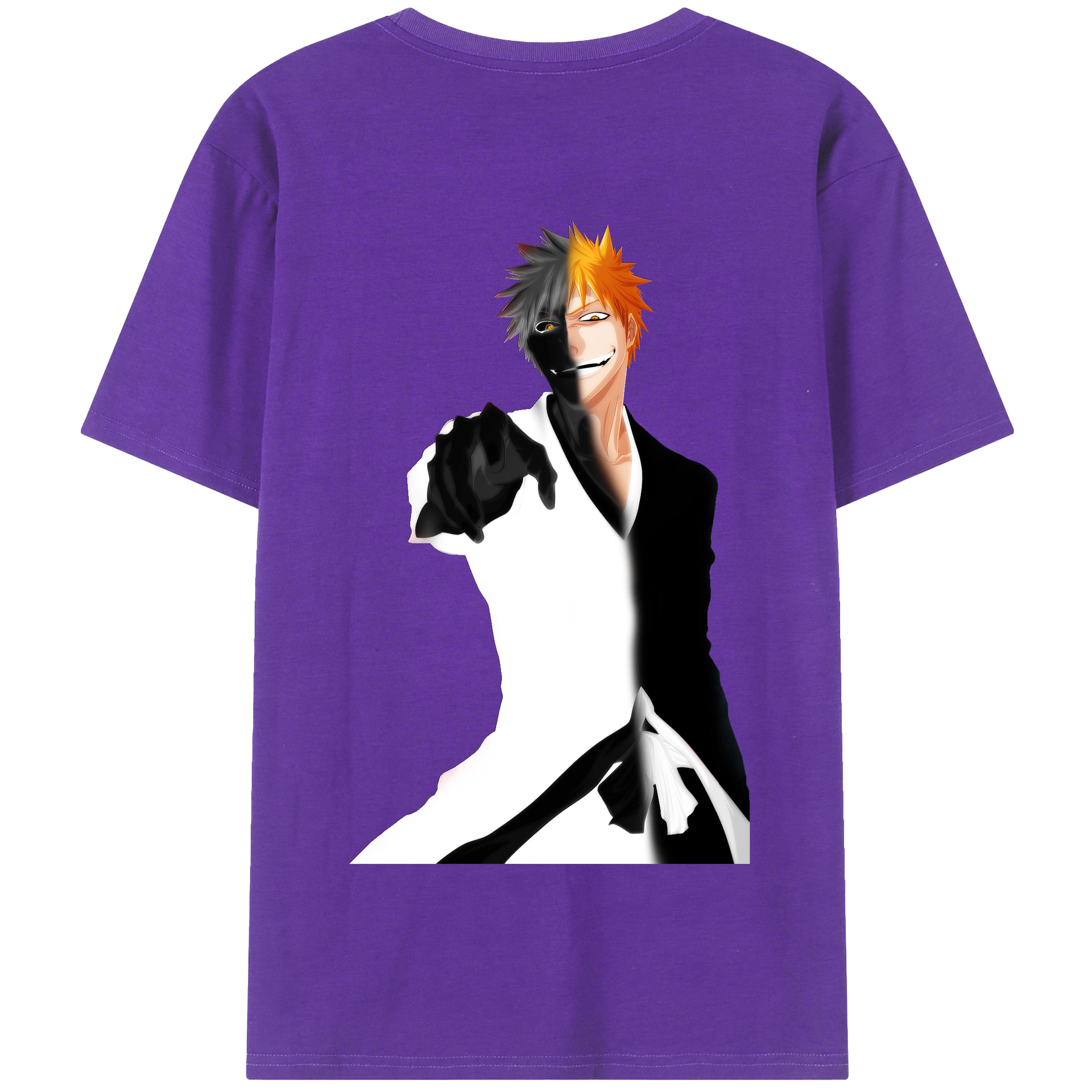 （画像用） ブリーチ 黒崎一護（くろさき いちご）BLEACH Kurosaki Ichigo 綿100％半袖Tシャツ（背面プリント）