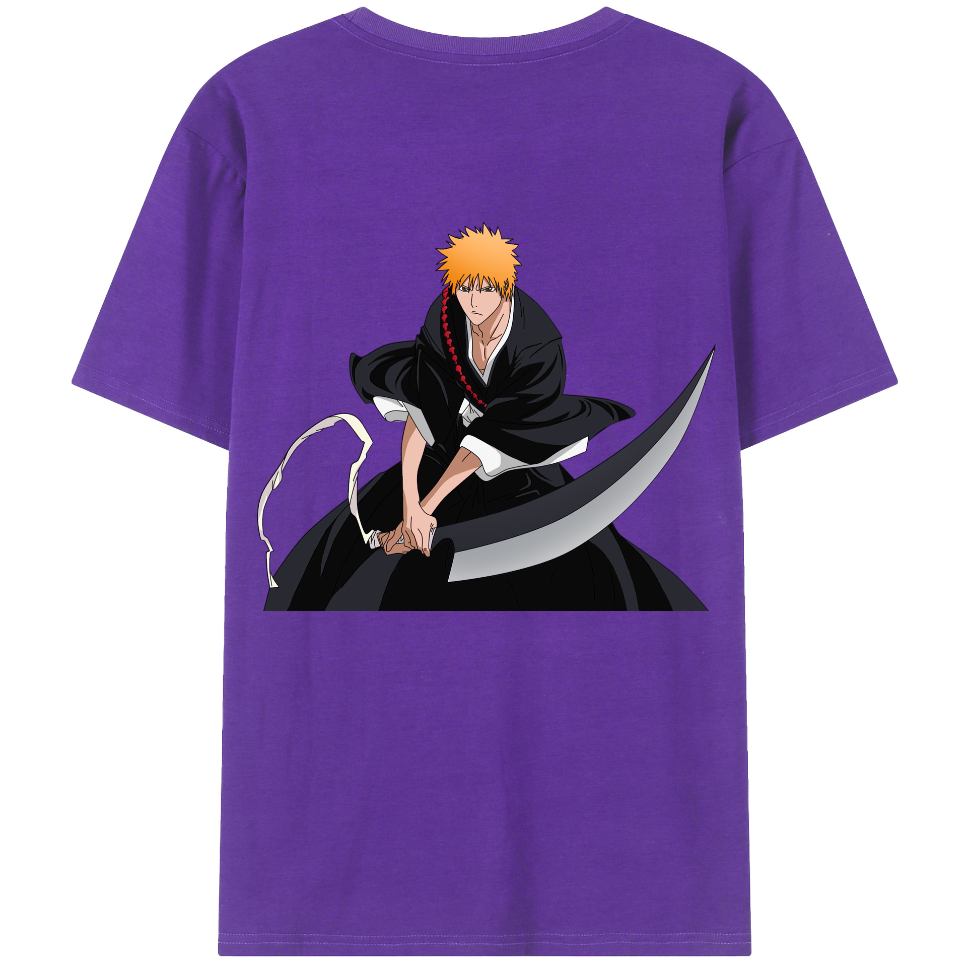（画像用） ブリーチ 黒崎一護（くろさき いちご）BLEACH Kurosaki Ichigo 綿100％半袖Tシャツ（背面プリント）