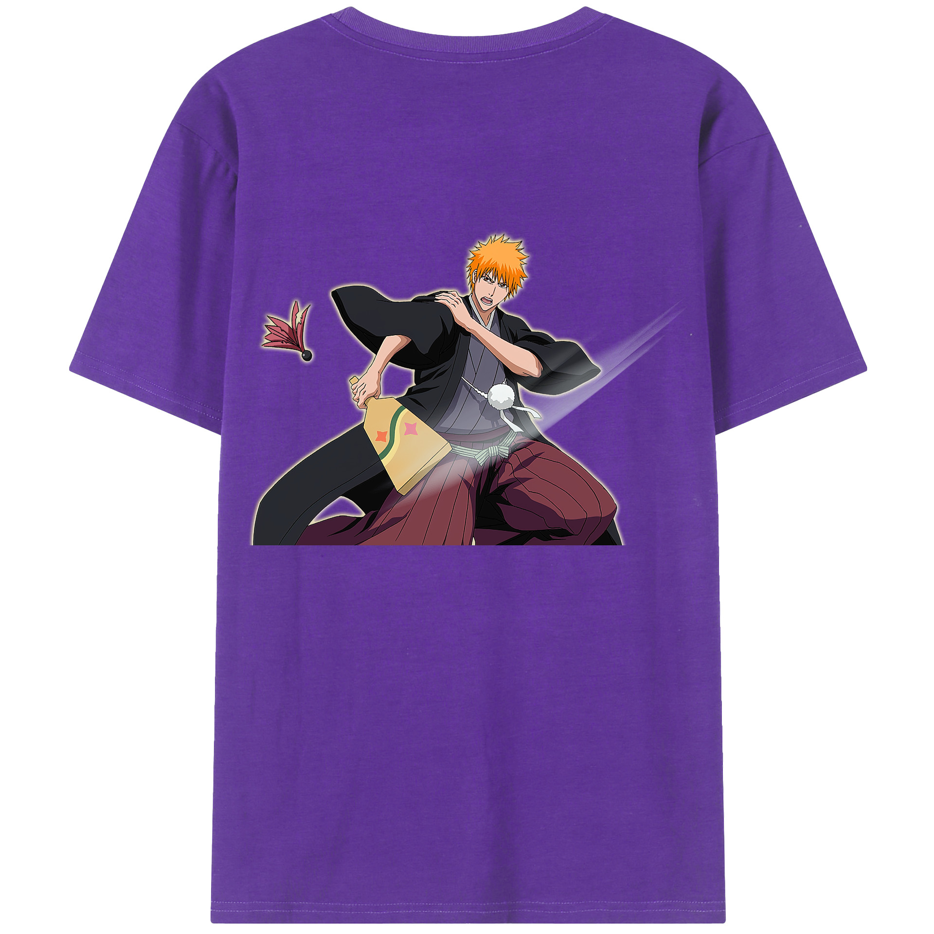 （画像用） ブリーチ 黒崎一護（くろさき いちご）BLEACH Kurosaki Ichigo 綿100％半袖Tシャツ（背面プリント）