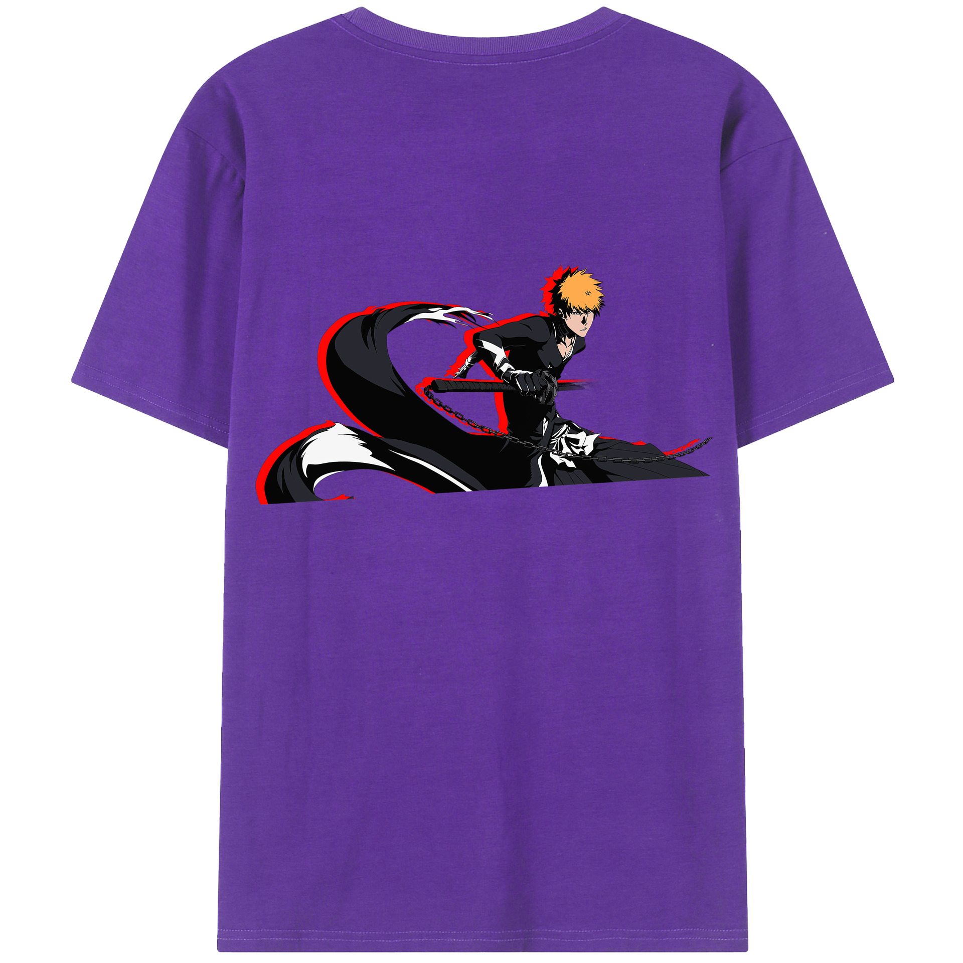 （画像用） ブリーチ 黒崎一護（くろさき いちご）BLEACH Kurosaki Ichigo 綿100％半袖Tシャツ（背面プリント）