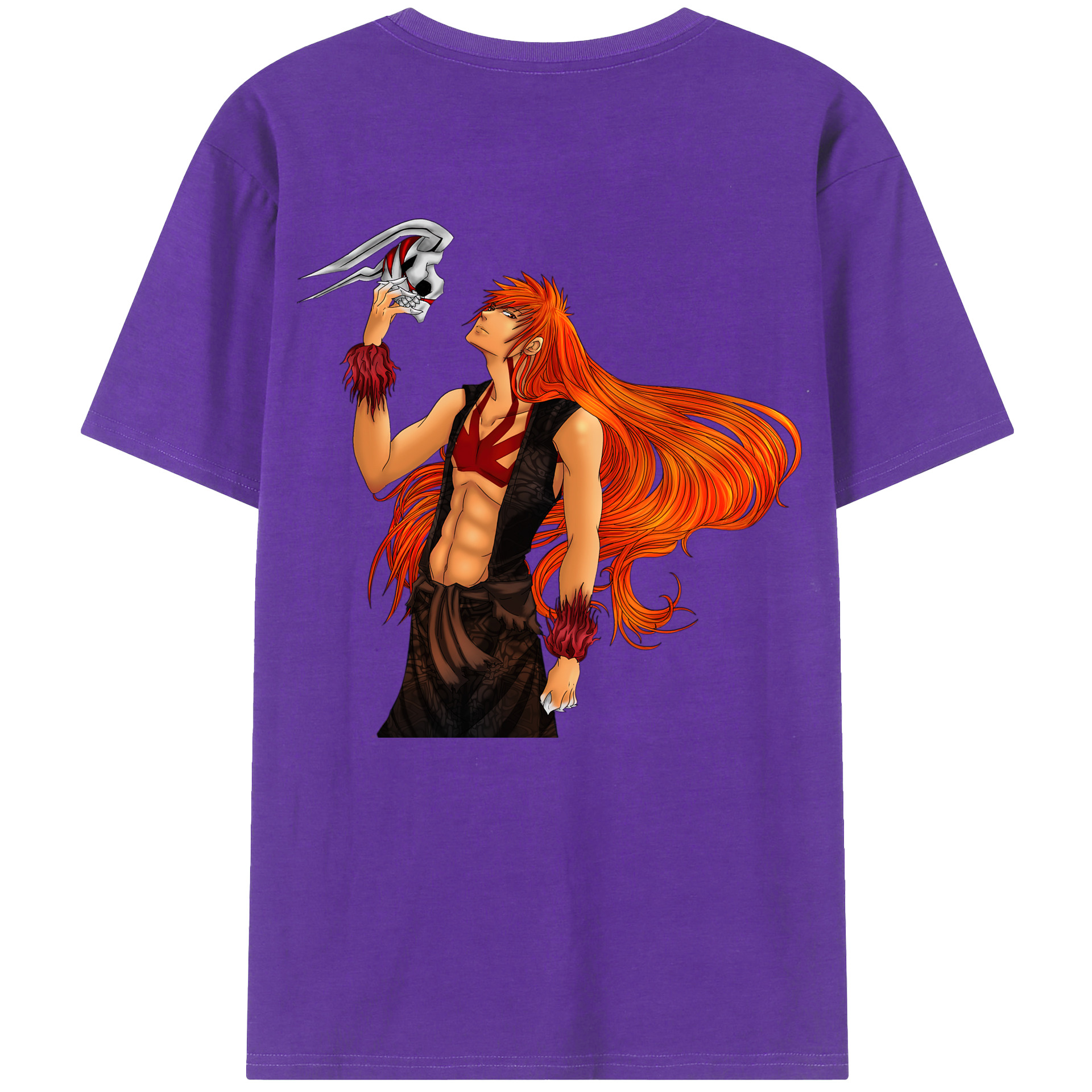 （画像用） ブリーチ 黒崎一護（くろさき いちご）BLEACH Kurosaki Ichigo 綿100％半袖Tシャツ（背面プリント）