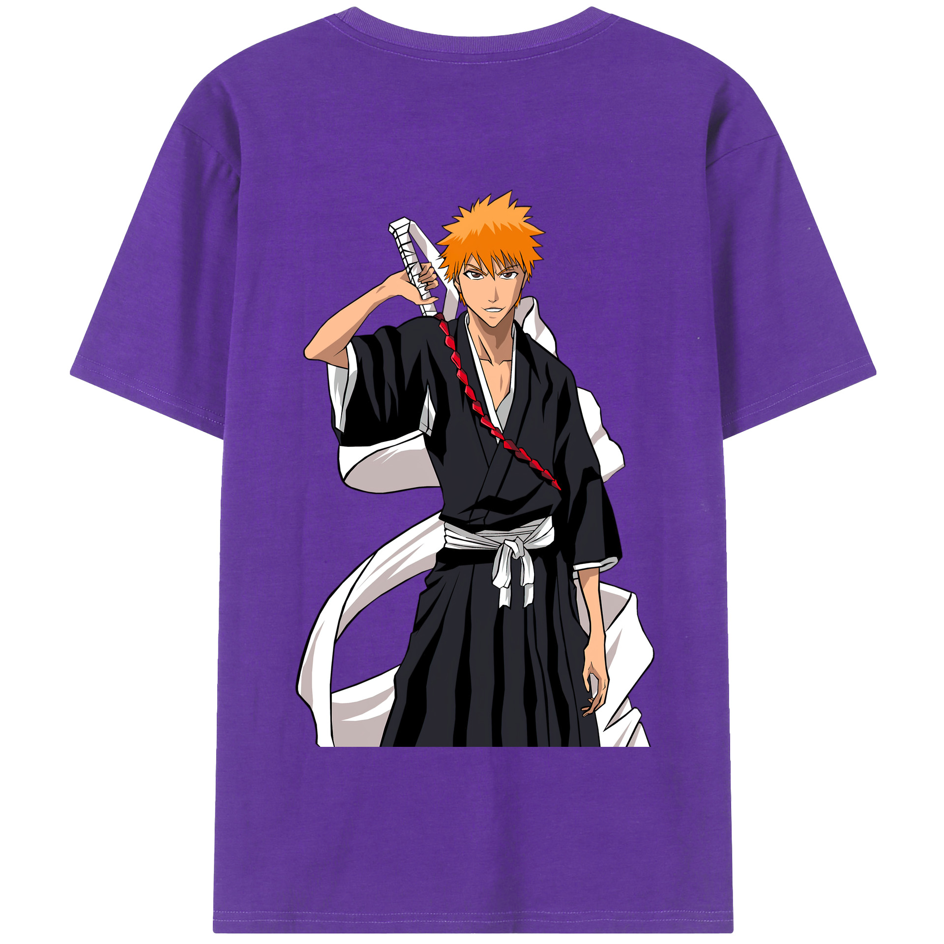 （画像用） ブリーチ 黒崎一護（くろさき いちご）BLEACH Kurosaki Ichigo 綿100％半袖Tシャツ（背面プリント）