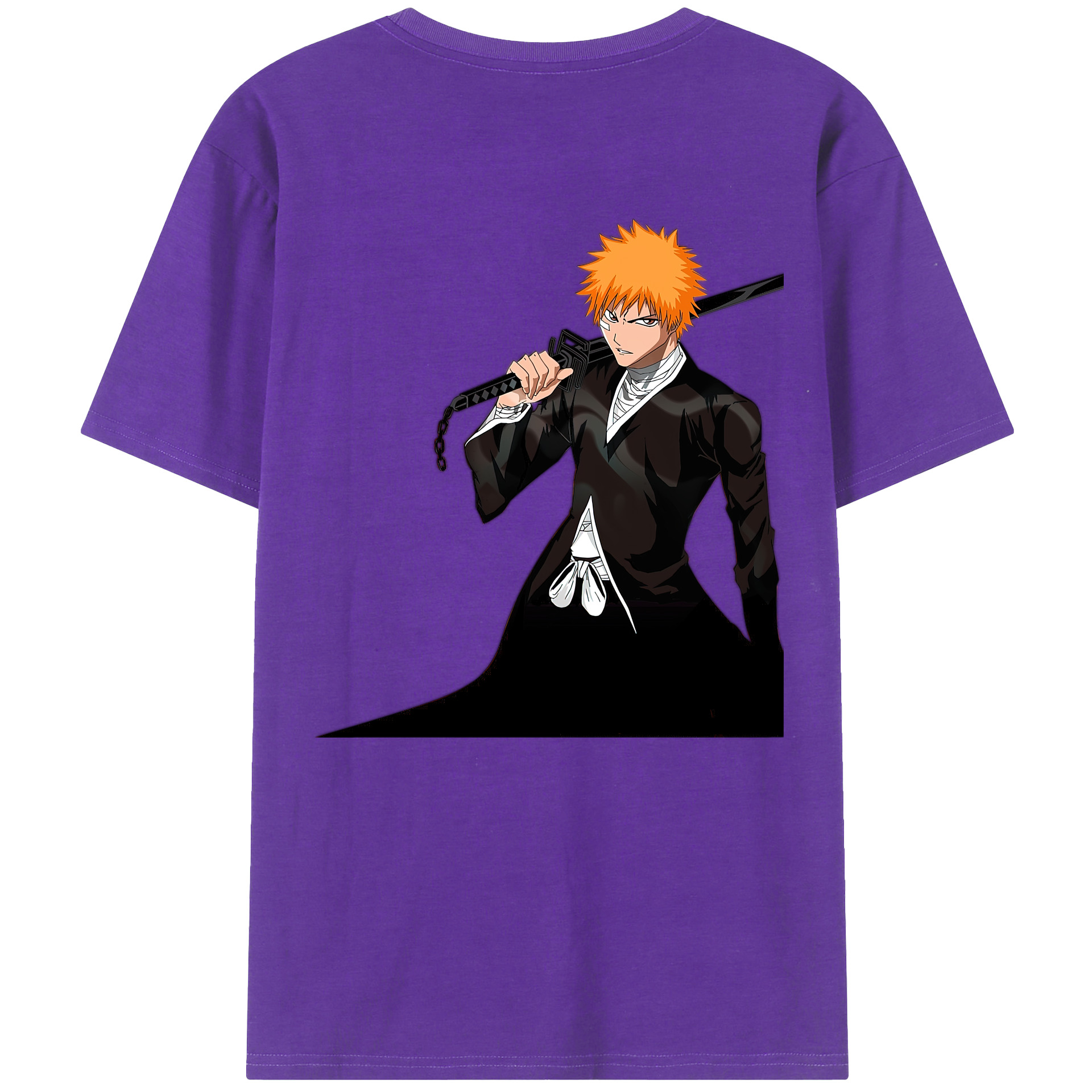 （画像用） ブリーチ 黒崎一護（くろさき いちご）BLEACH Kurosaki Ichigo 綿100％半袖Tシャツ（背面プリント）