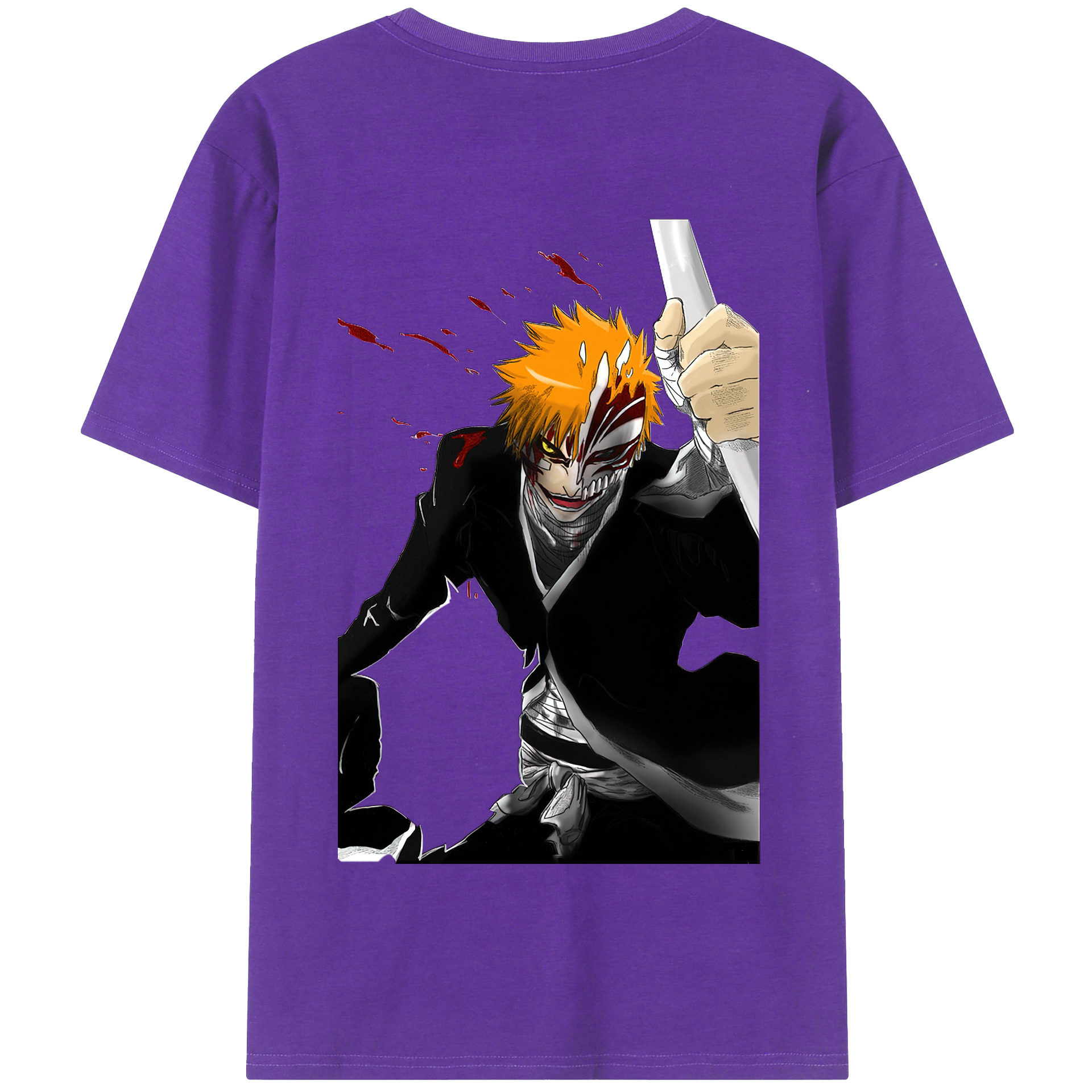 （画像用） ブリーチ 黒崎一護（くろさき いちご）BLEACH Kurosaki Ichigo 綿100％半袖Tシャツ（背面プリント）
