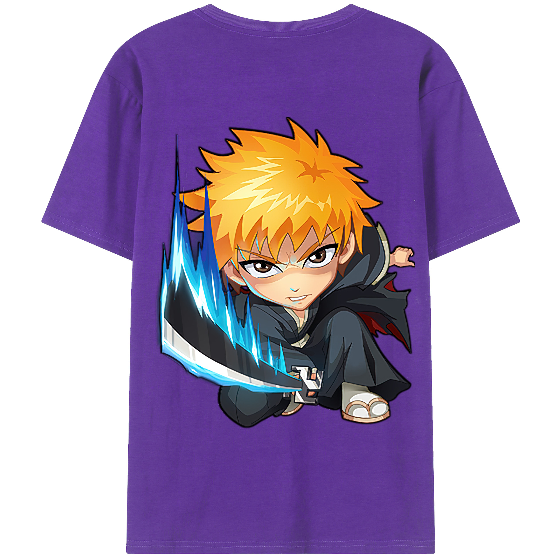 （画像用） ブリーチ 黒崎一護（くろさき いちご）BLEACH Kurosaki Ichigo 綿100％半袖Tシャツ（背面プリント）