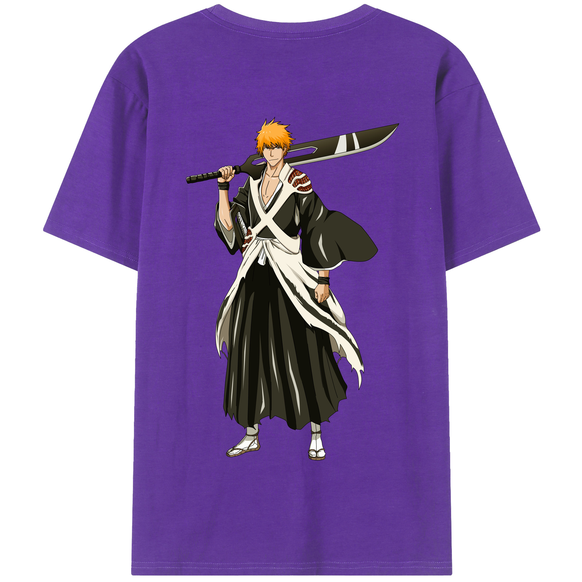 （画像用） ブリーチ 黒崎一護（くろさき いちご）BLEACH Kurosaki Ichigo 綿100％半袖Tシャツ（背面プリント）