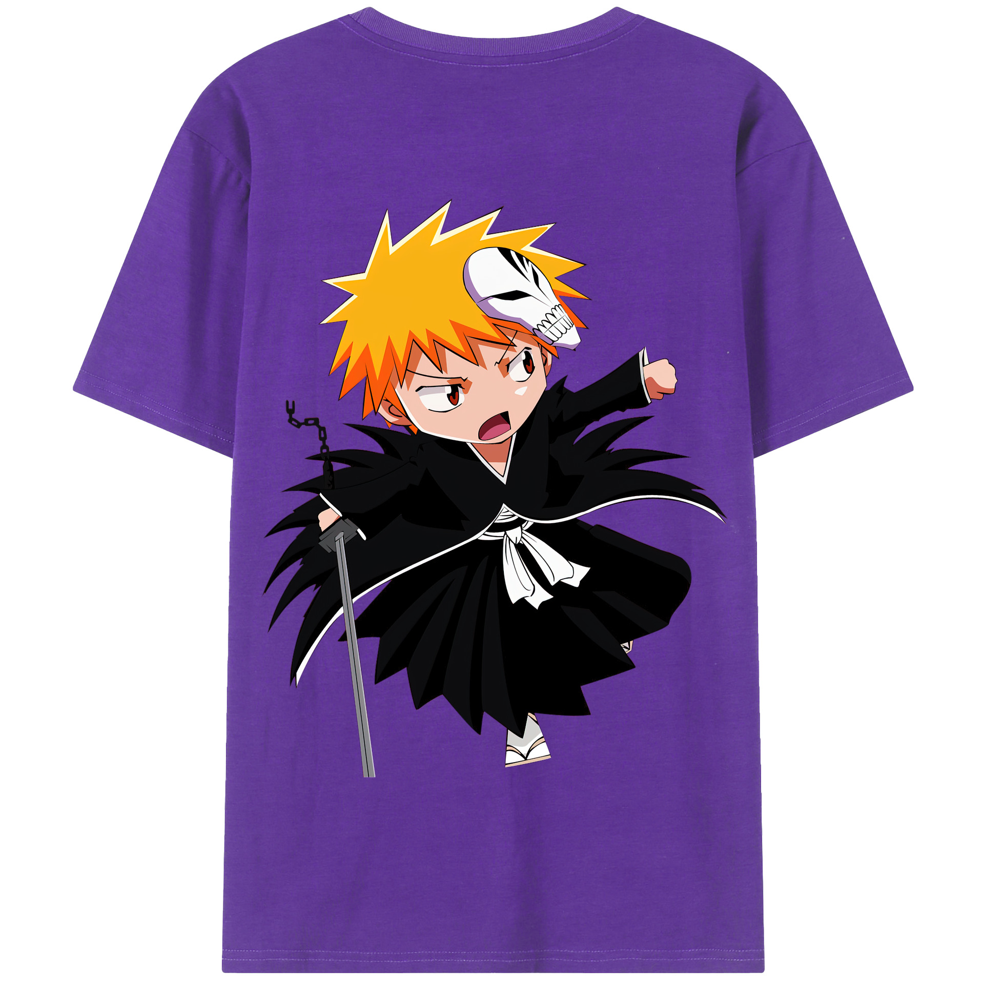 （画像用） ブリーチ 黒崎一護（くろさき いちご）BLEACH Kurosaki Ichigo 綿100％半袖Tシャツ（背面プリント）