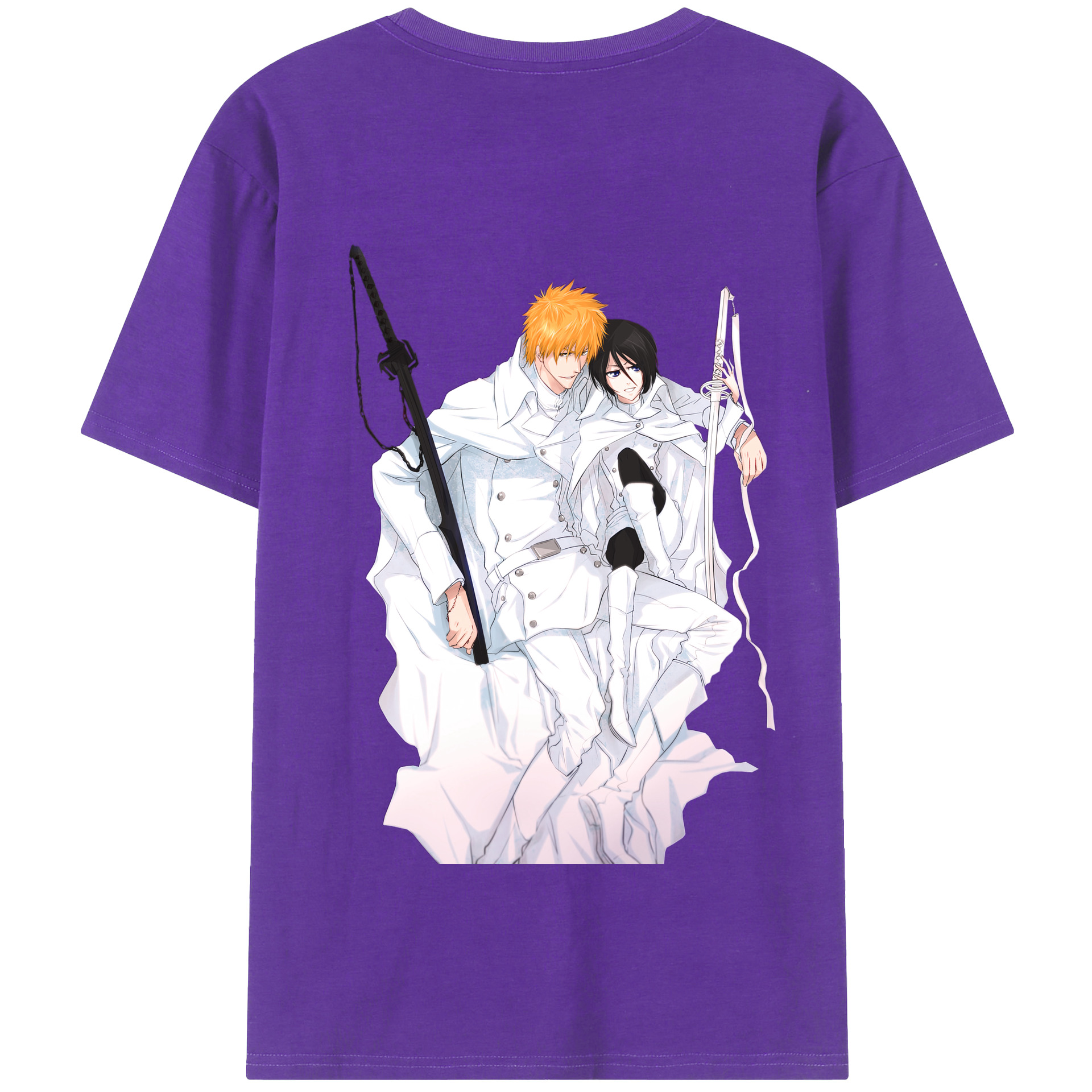 （画像用） ブリーチ 黒崎一護（くろさき いちご）BLEACH Kurosaki Ichigo 綿100％半袖Tシャツ（背面プリント）