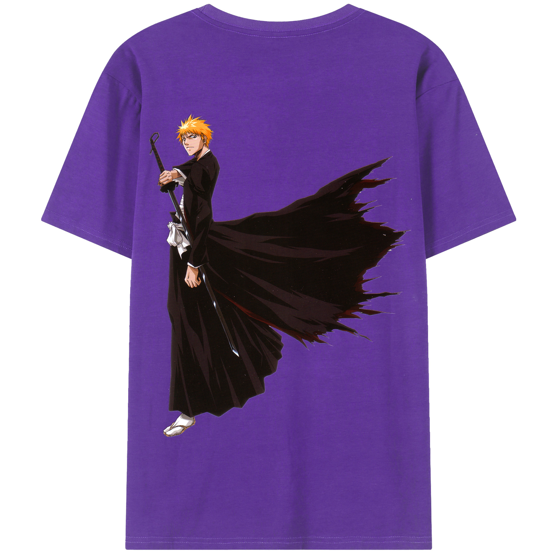 （画像用） ブリーチ 黒崎一護（くろさき いちご）BLEACH Kurosaki Ichigo 綿100％半袖Tシャツ（背面プリント）