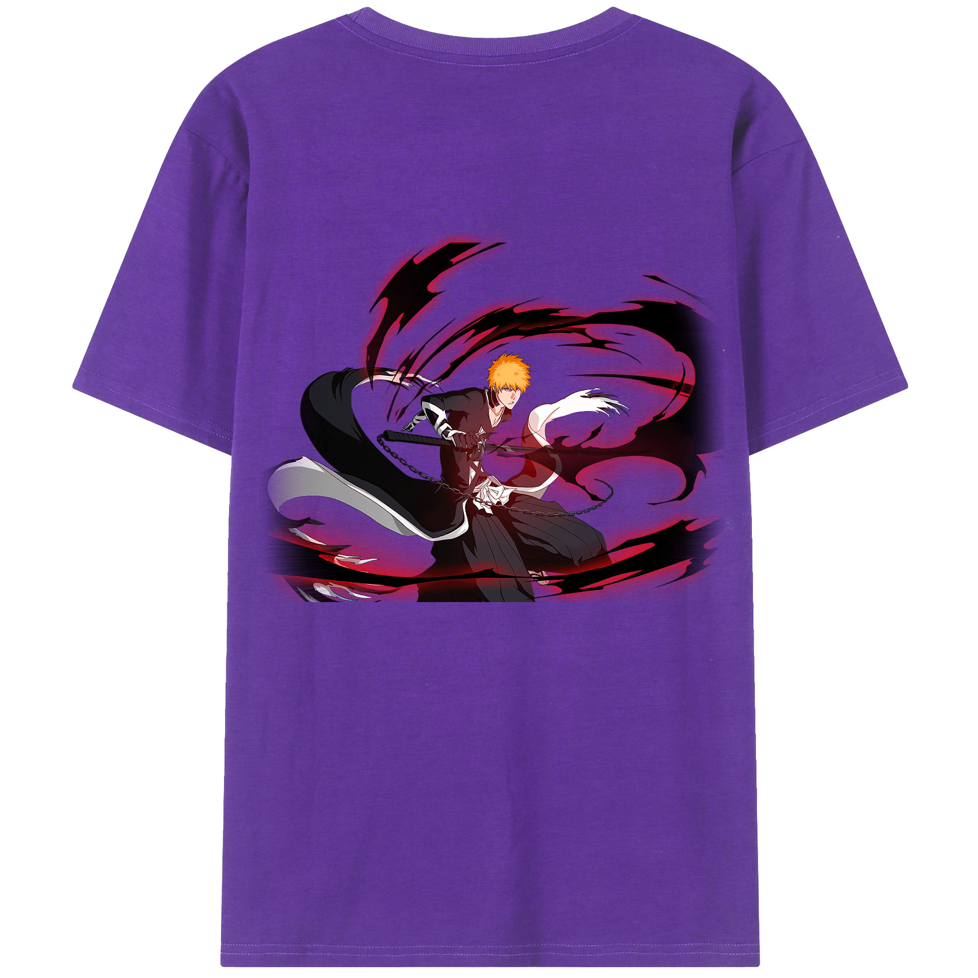 （画像用） ブリーチ 黒崎一護（くろさき いちご）BLEACH Kurosaki Ichigo 綿100％半袖Tシャツ（背面プリント）