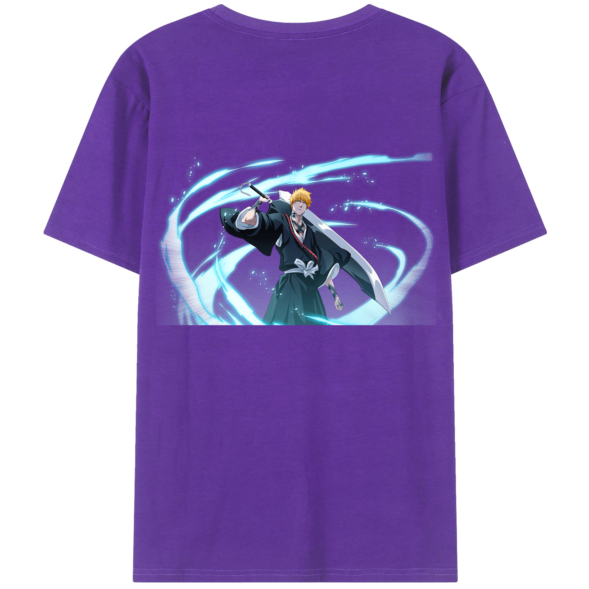 （画像用） ブリーチ 黒崎一護（くろさき いちご）BLEACH Kurosaki Ichigo 綿100％半袖Tシャツ（背面プリント）