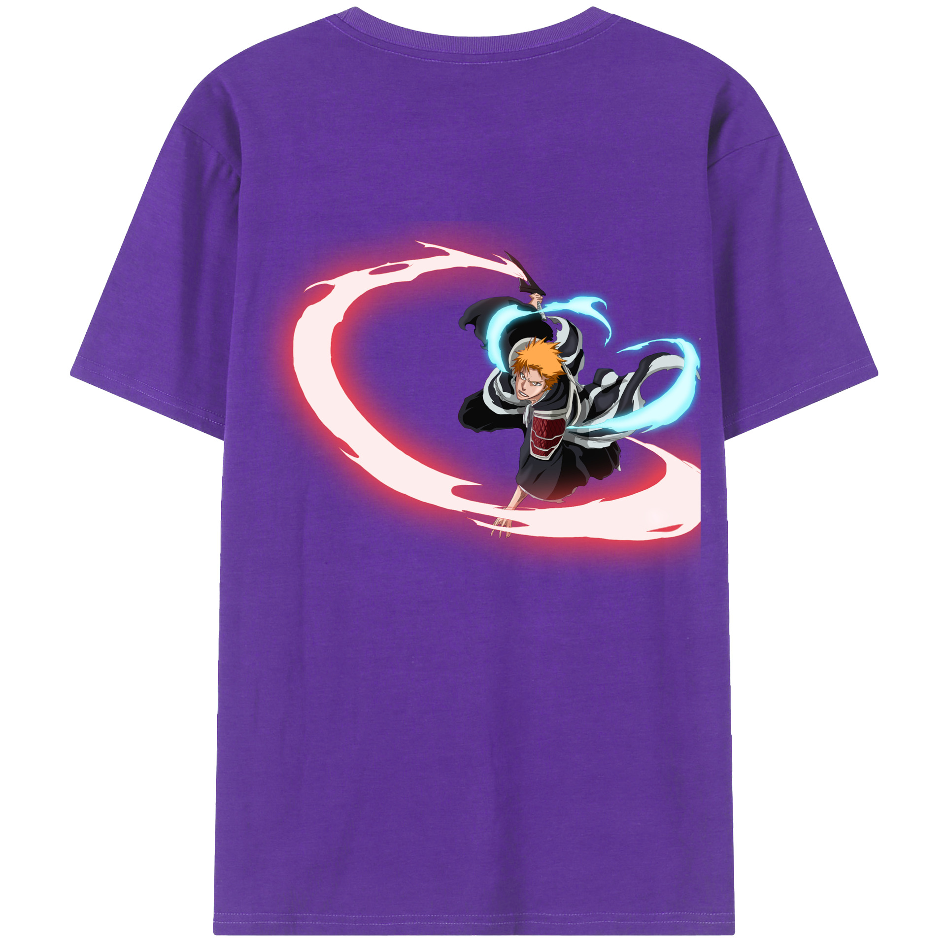 （画像用） ブリーチ 黒崎一護（くろさき いちご）BLEACH Kurosaki Ichigo 綿100％半袖Tシャツ（背面プリント）