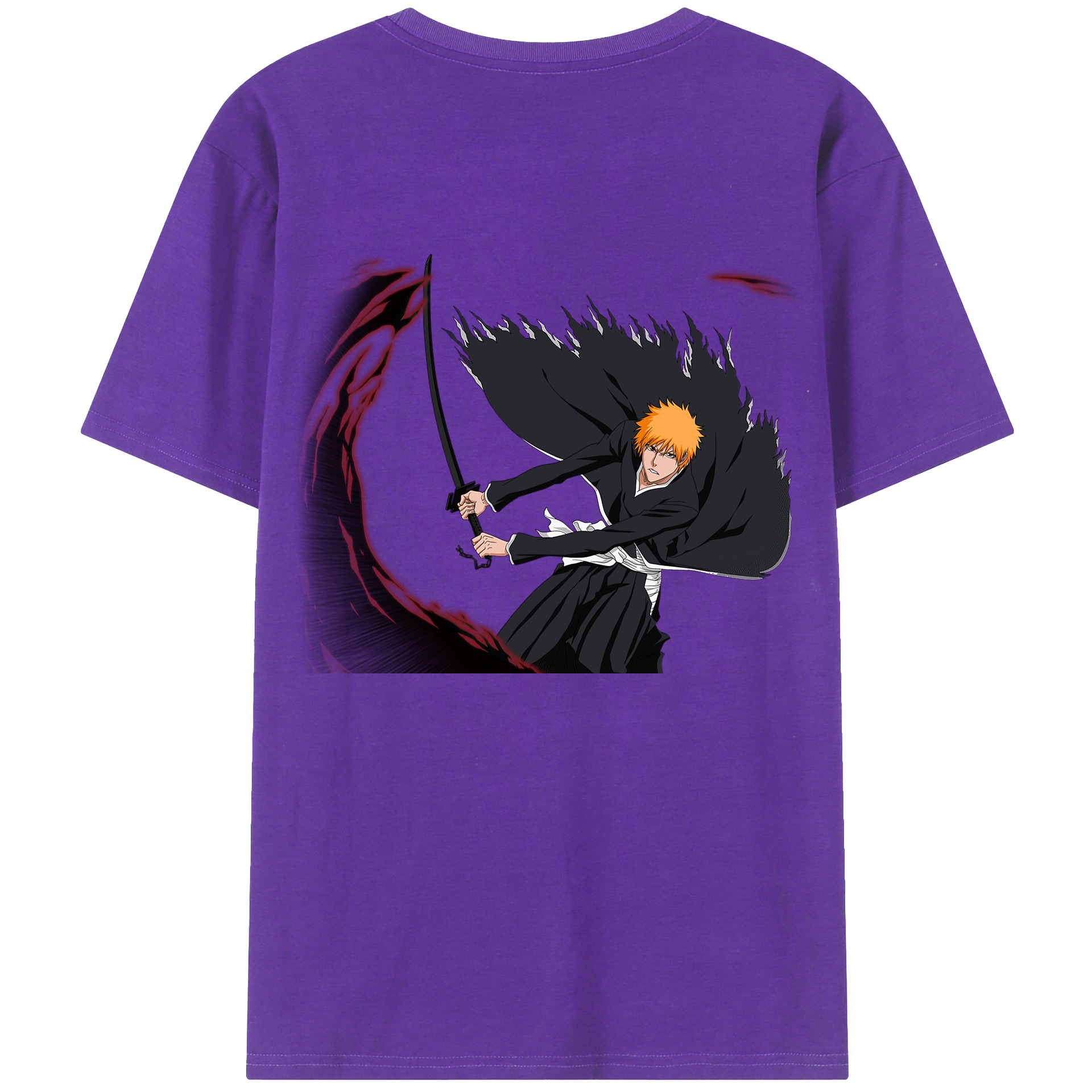 （画像用） ブリーチ 黒崎一護（くろさき いちご）BLEACH Kurosaki Ichigo 綿100％半袖Tシャツ（背面プリント）