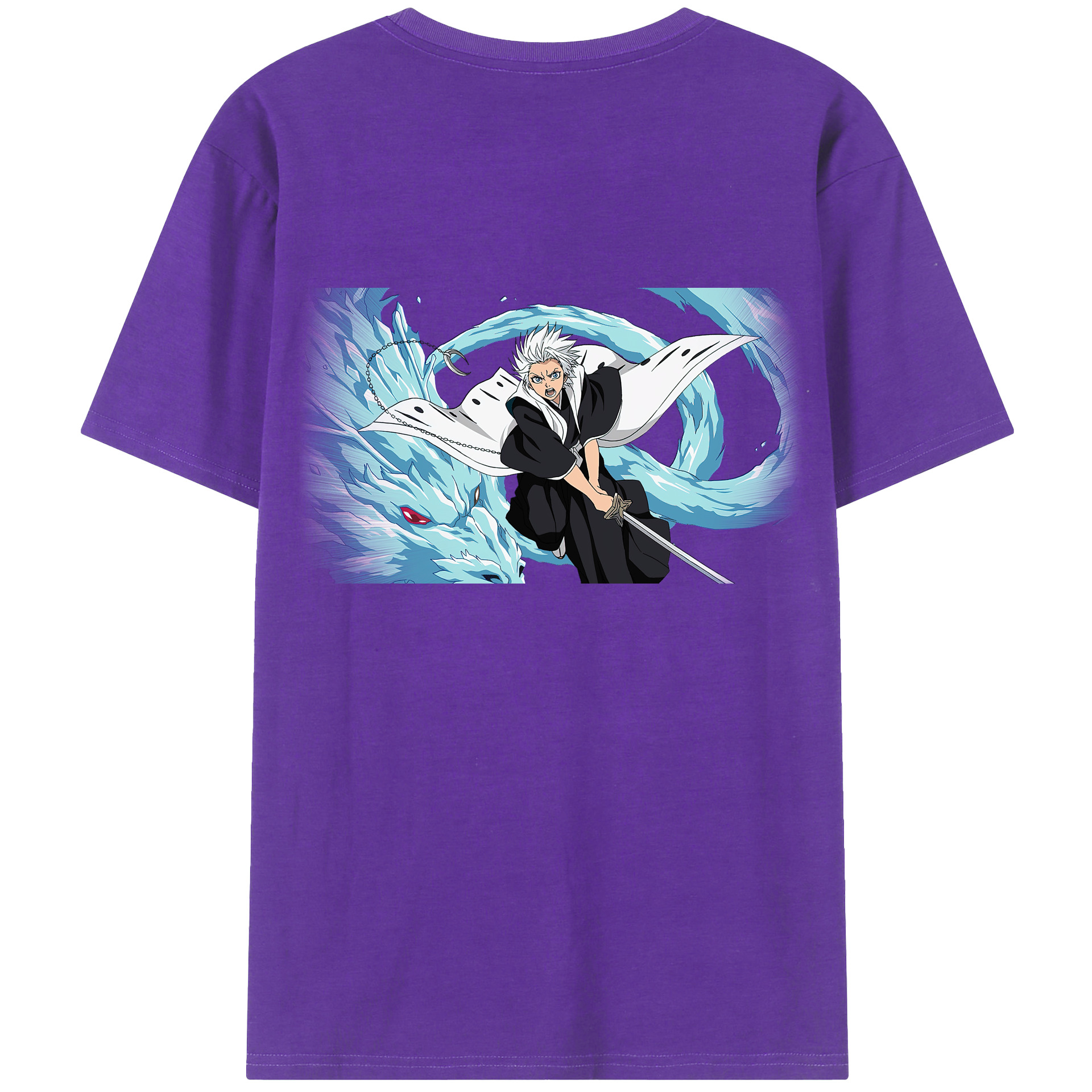 （画像用） ブリーチ 日番谷冬獅郎（ひつがや とうしろう） BLEACH Hitsugaya Toushirou 綿100％半袖Tシャツ（背面プリント）