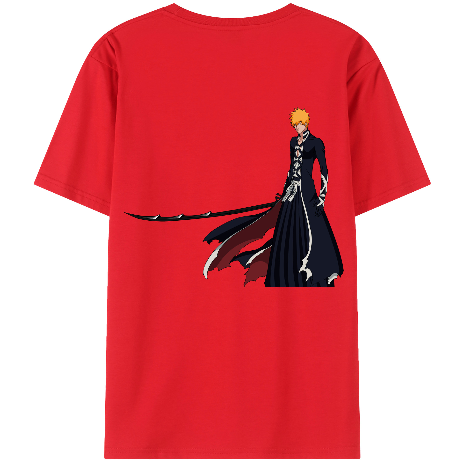 （画像用） ブリーチ 黒崎一護（くろさき いちご）BLEACH Kurosaki Ichigo 綿100％半袖Tシャツ（背面プリント）