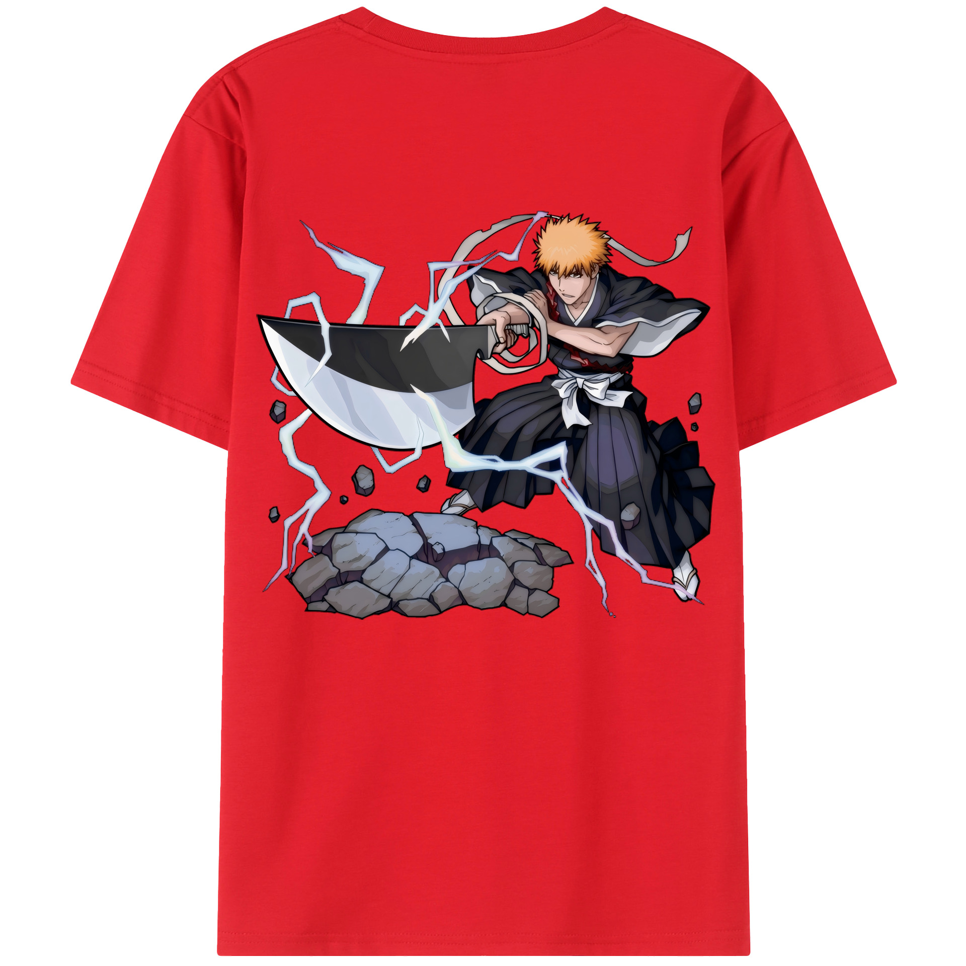 （画像用） ブリーチ 黒崎一護（くろさき いちご）BLEACH Kurosaki Ichigo 綿100％半袖Tシャツ（背面プリント）