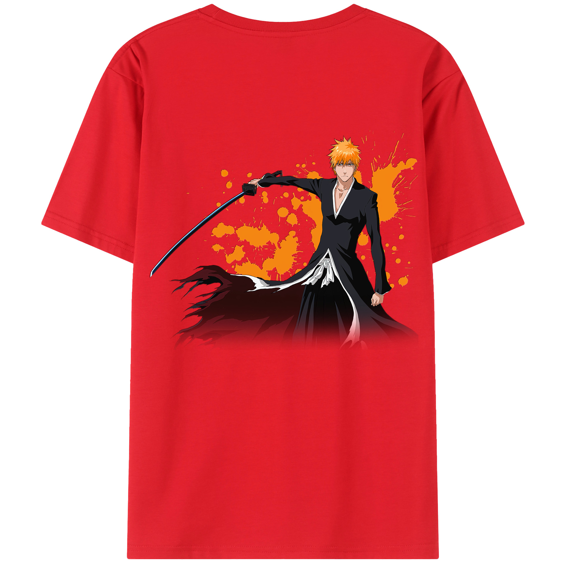 （画像用） ブリーチ 黒崎一護（くろさき いちご）BLEACH Kurosaki Ichigo 綿100％半袖Tシャツ（背面プリント）