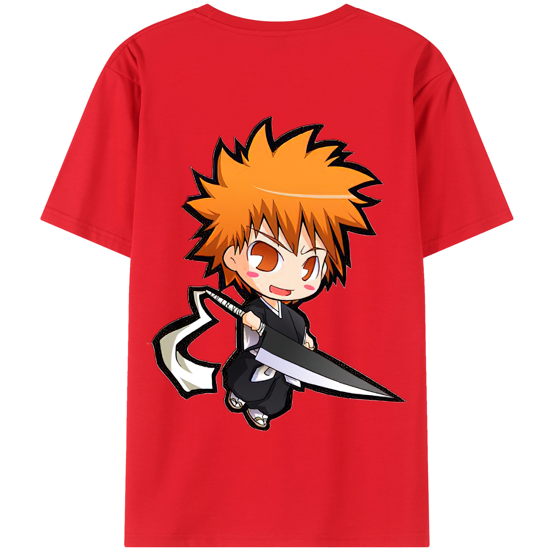 （画像用） ブリーチ 黒崎一護（くろさき いちご）BLEACH Kurosaki Ichigo 綿100％半袖Tシャツ（背面プリント）