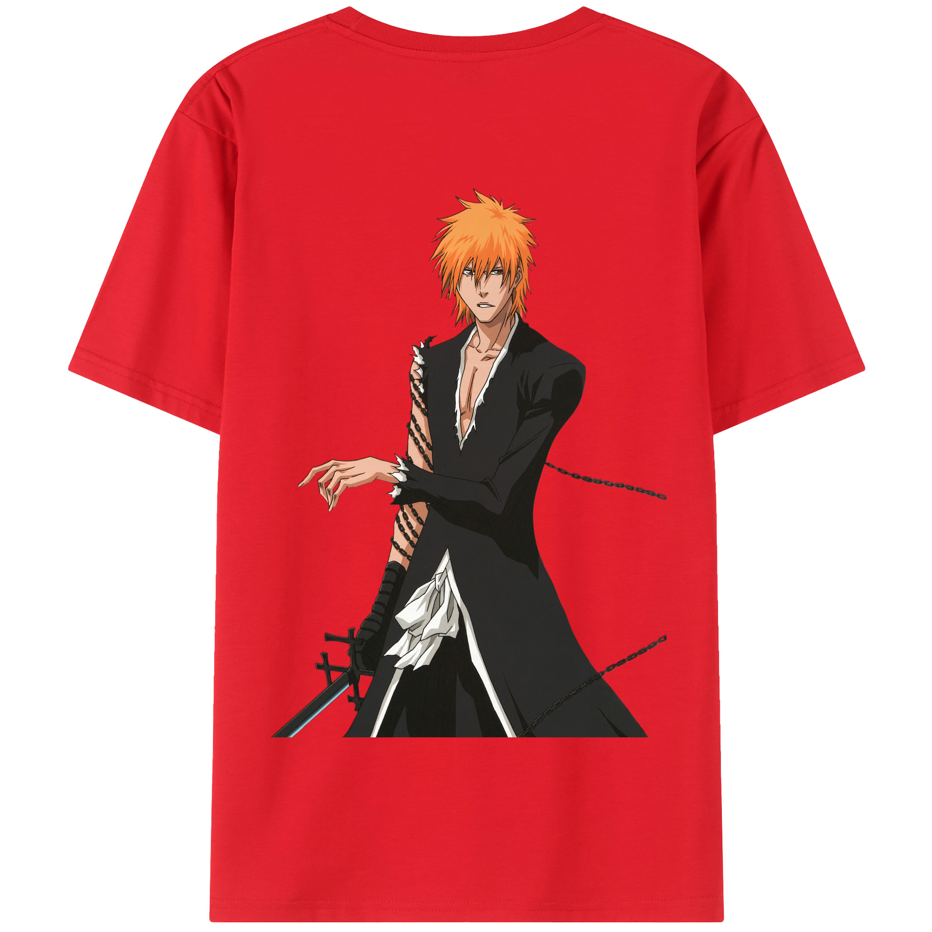 （画像用） ブリーチ 黒崎一護（くろさき いちご）BLEACH Kurosaki Ichigo 綿100％半袖Tシャツ（背面プリント）