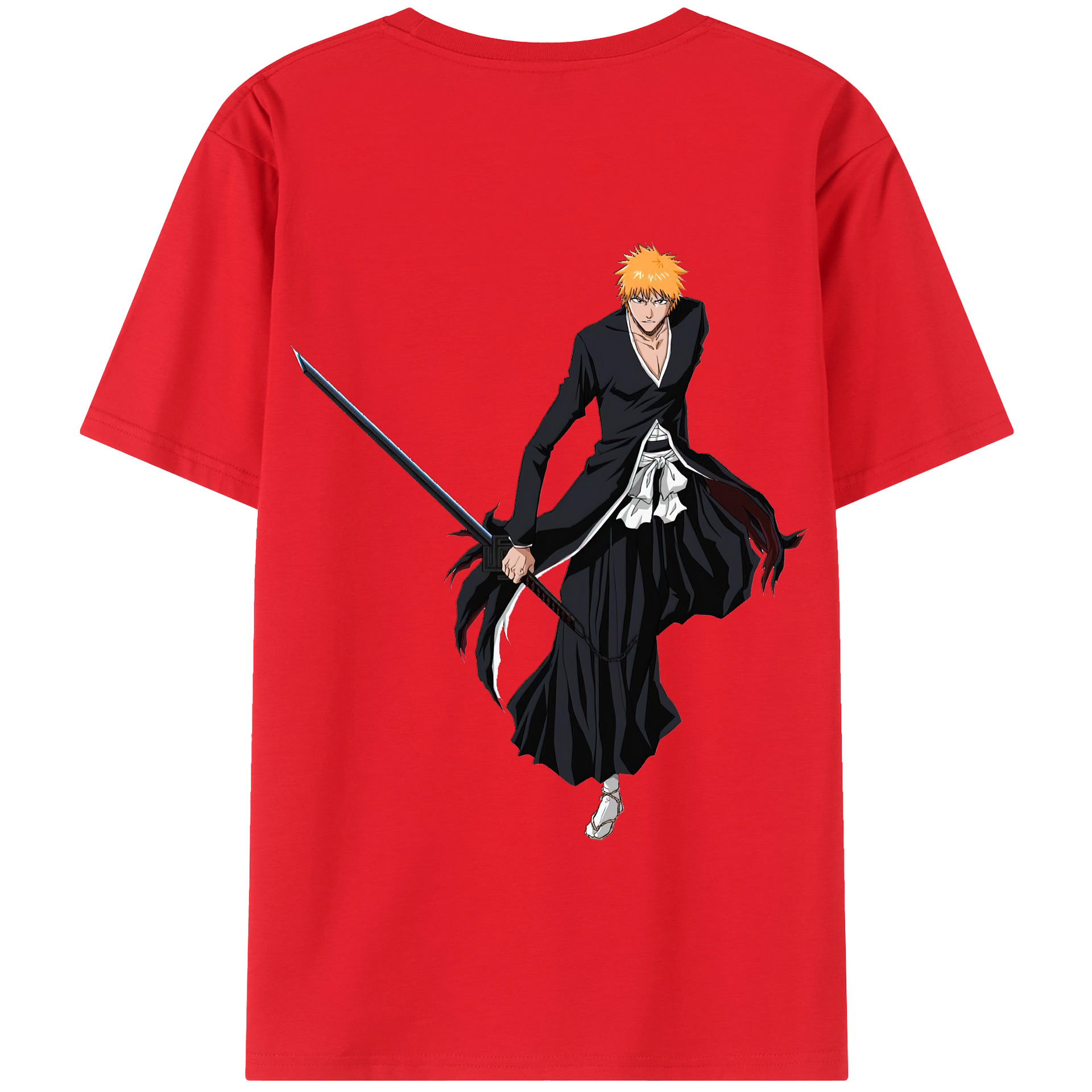 （画像用） ブリーチ 黒崎一護（くろさき いちご）BLEACH Kurosaki Ichigo 綿100％半袖Tシャツ（背面プリント）