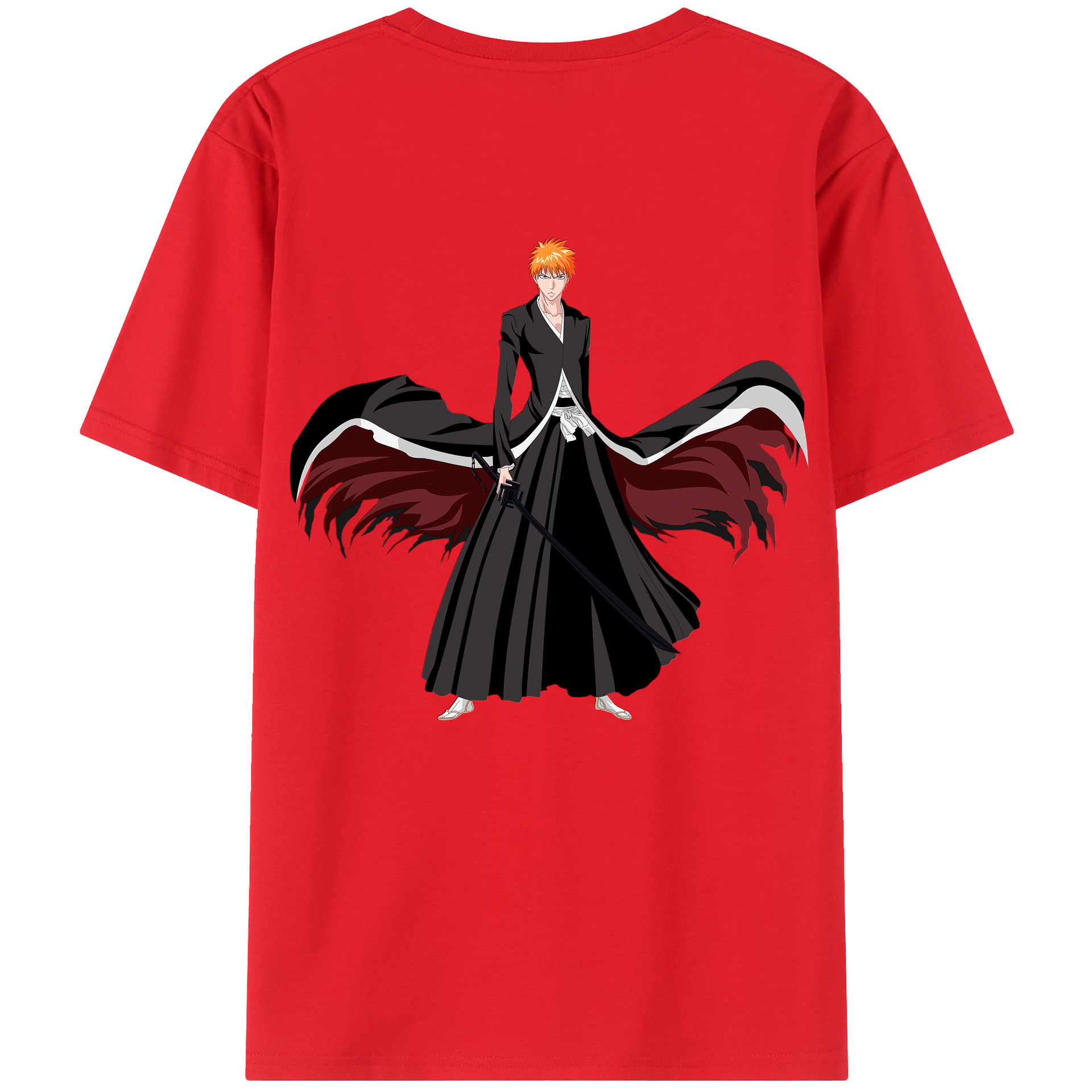 （画像用） ブリーチ 黒崎一護（くろさき いちご）BLEACH Kurosaki Ichigo 綿100％半袖Tシャツ（背面プリント）