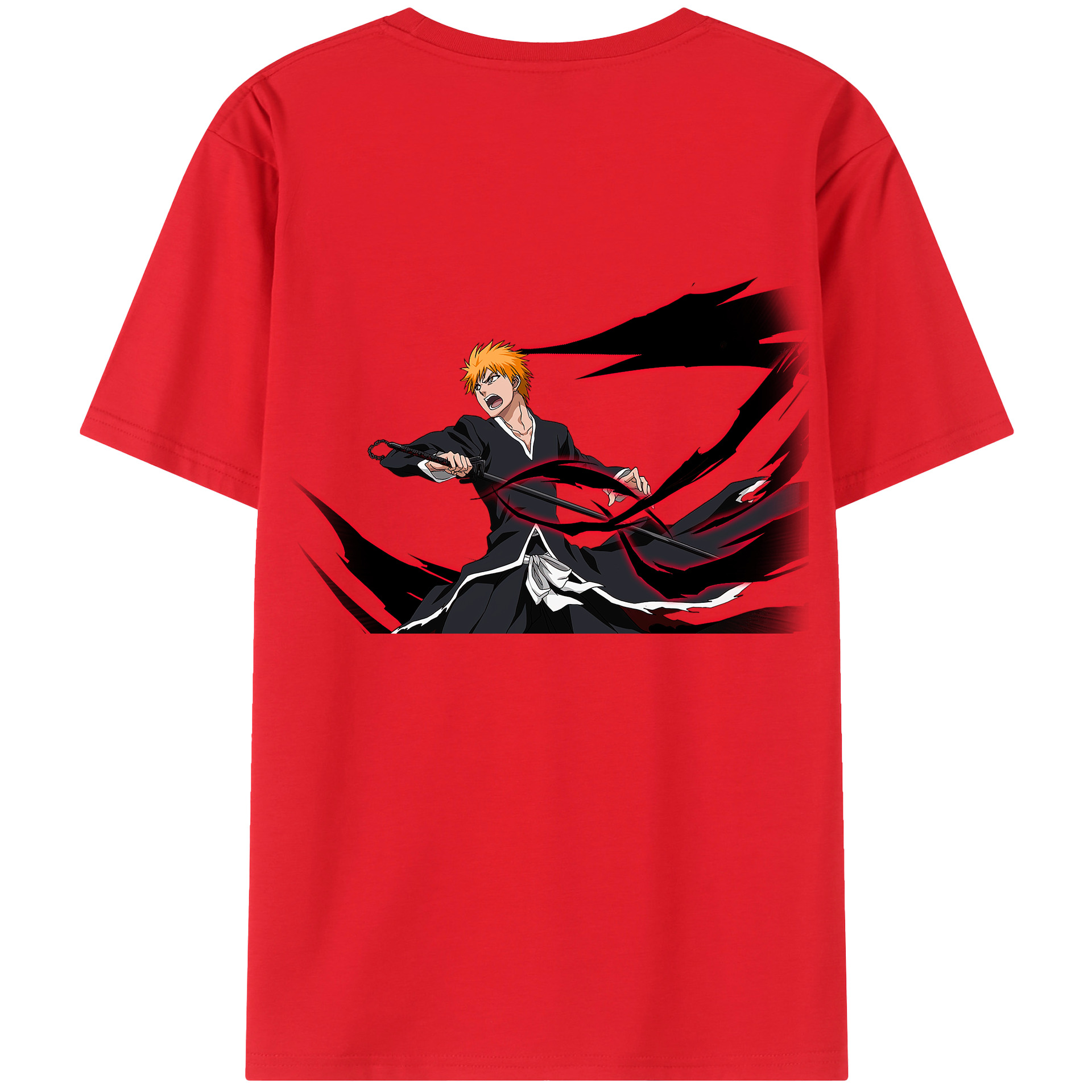 （画像用） ブリーチ 黒崎一護（くろさき いちご）BLEACH Kurosaki Ichigo 綿100％半袖Tシャツ（背面プリント）