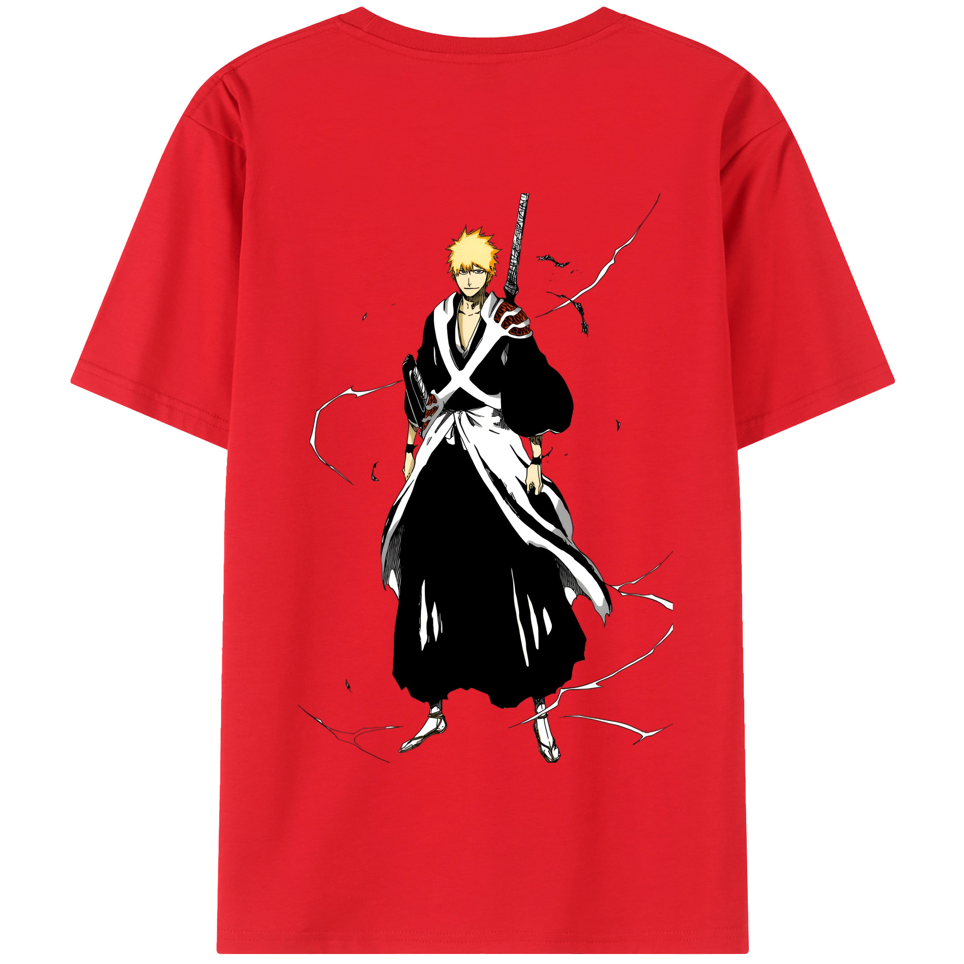 （画像用） ブリーチ 黒崎一護（くろさき いちご）BLEACH Kurosaki Ichigo 綿100％半袖Tシャツ（背面プリント）