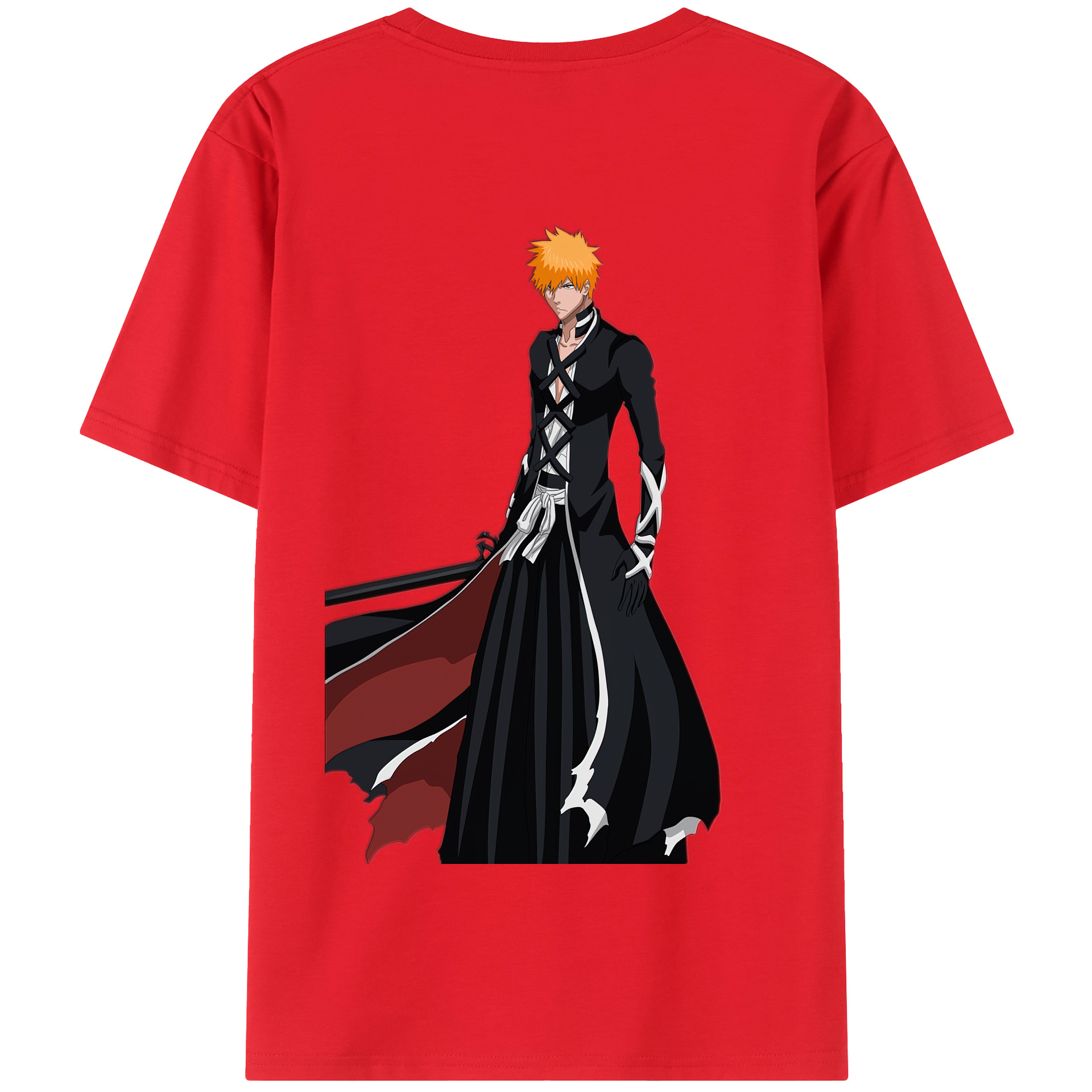 （画像用） ブリーチ 黒崎一護（くろさき いちご）BLEACH Kurosaki Ichigo 綿100％半袖Tシャツ（背面プリント）