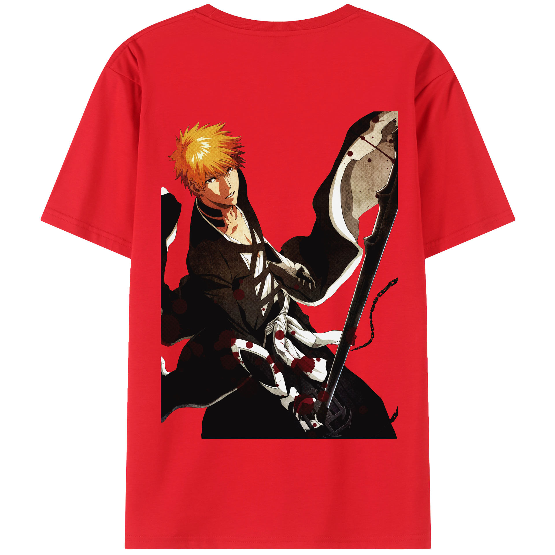 （画像用） ブリーチ 黒崎一護（くろさき いちご）BLEACH Kurosaki Ichigo 綿100％半袖Tシャツ（背面プリント）
