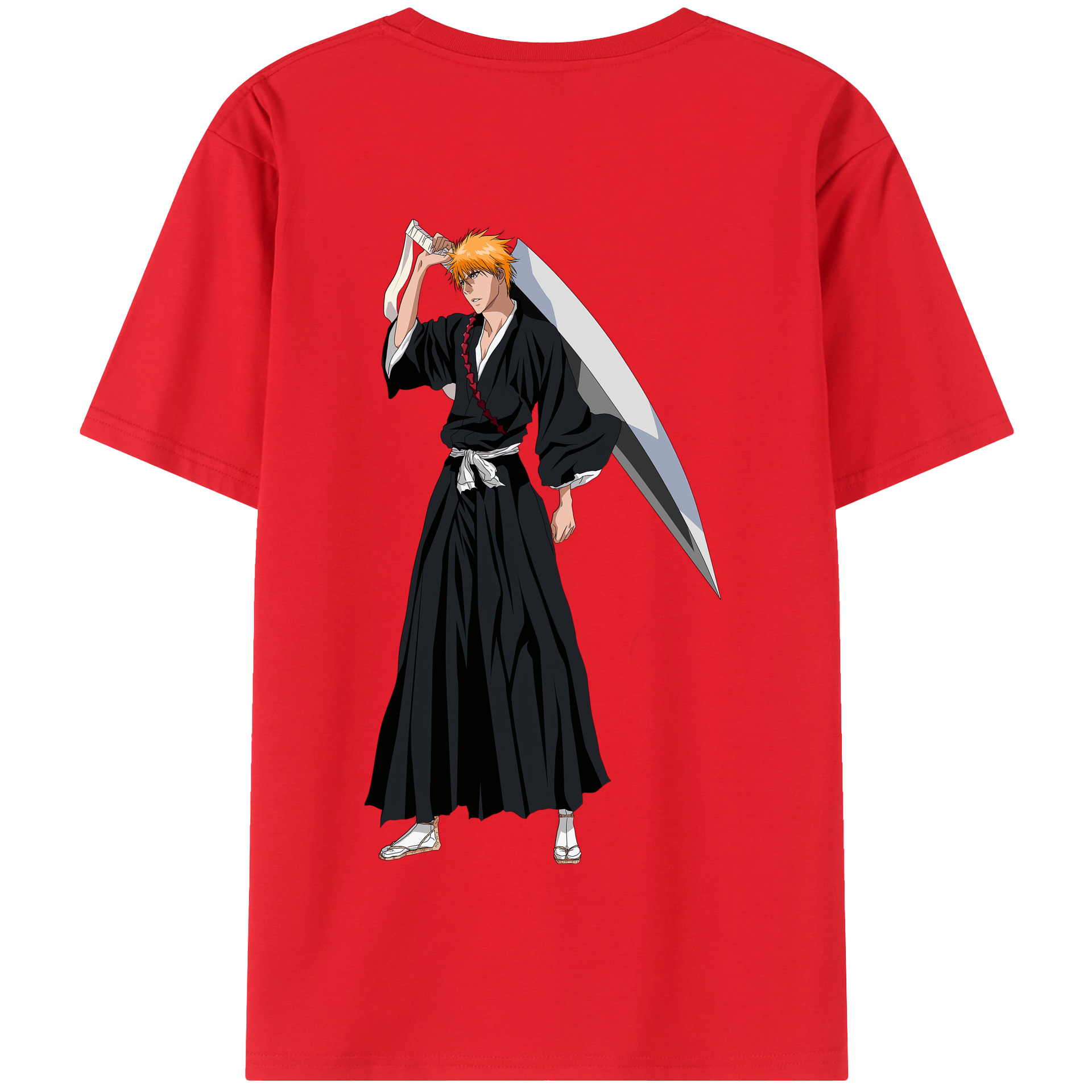 （画像用） ブリーチ 黒崎一護（くろさき いちご）BLEACH Kurosaki Ichigo 綿100％半袖Tシャツ（背面プリント）