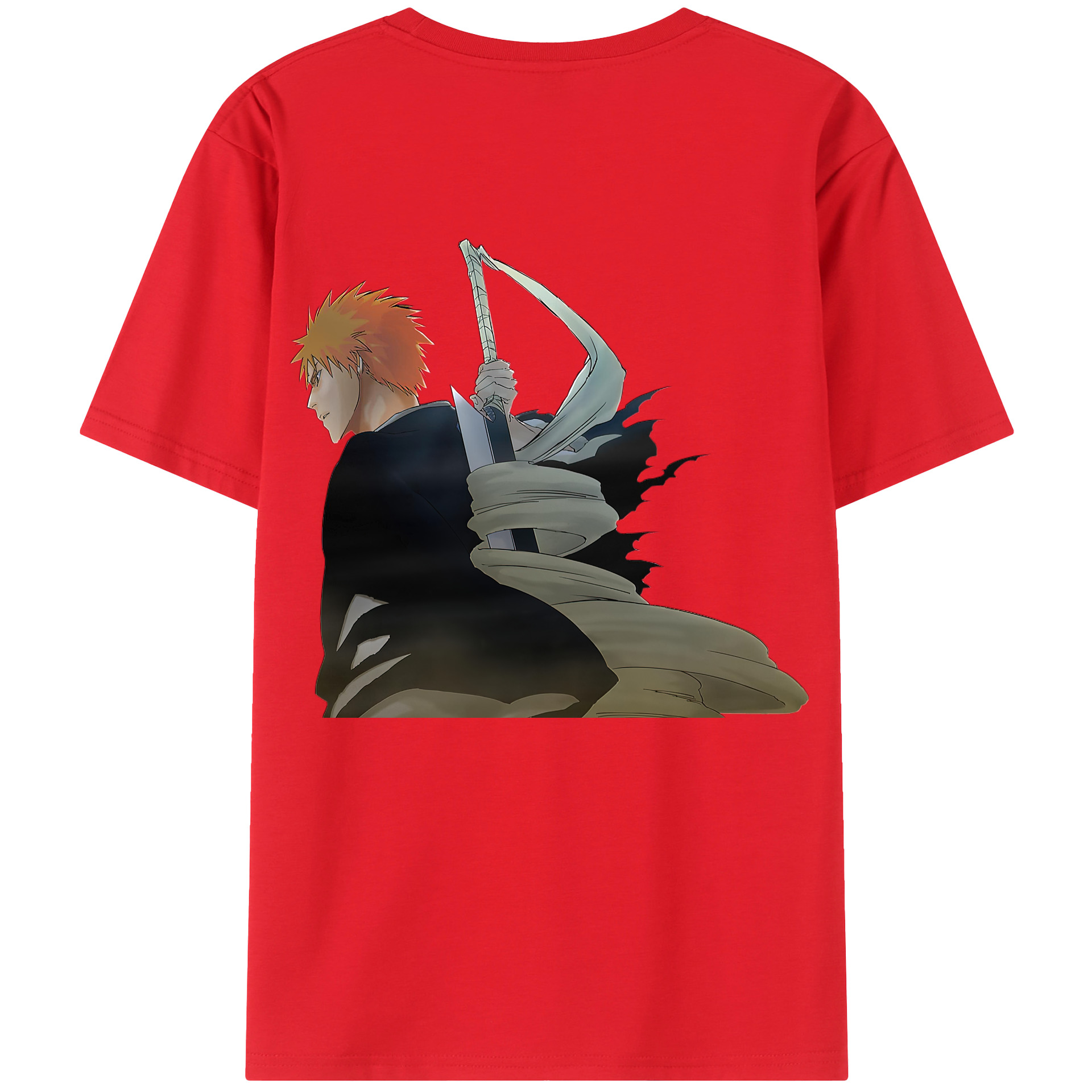 （画像用） ブリーチ 黒崎一護（くろさき いちご）BLEACH Kurosaki Ichigo 綿100％半袖Tシャツ（背面プリント）