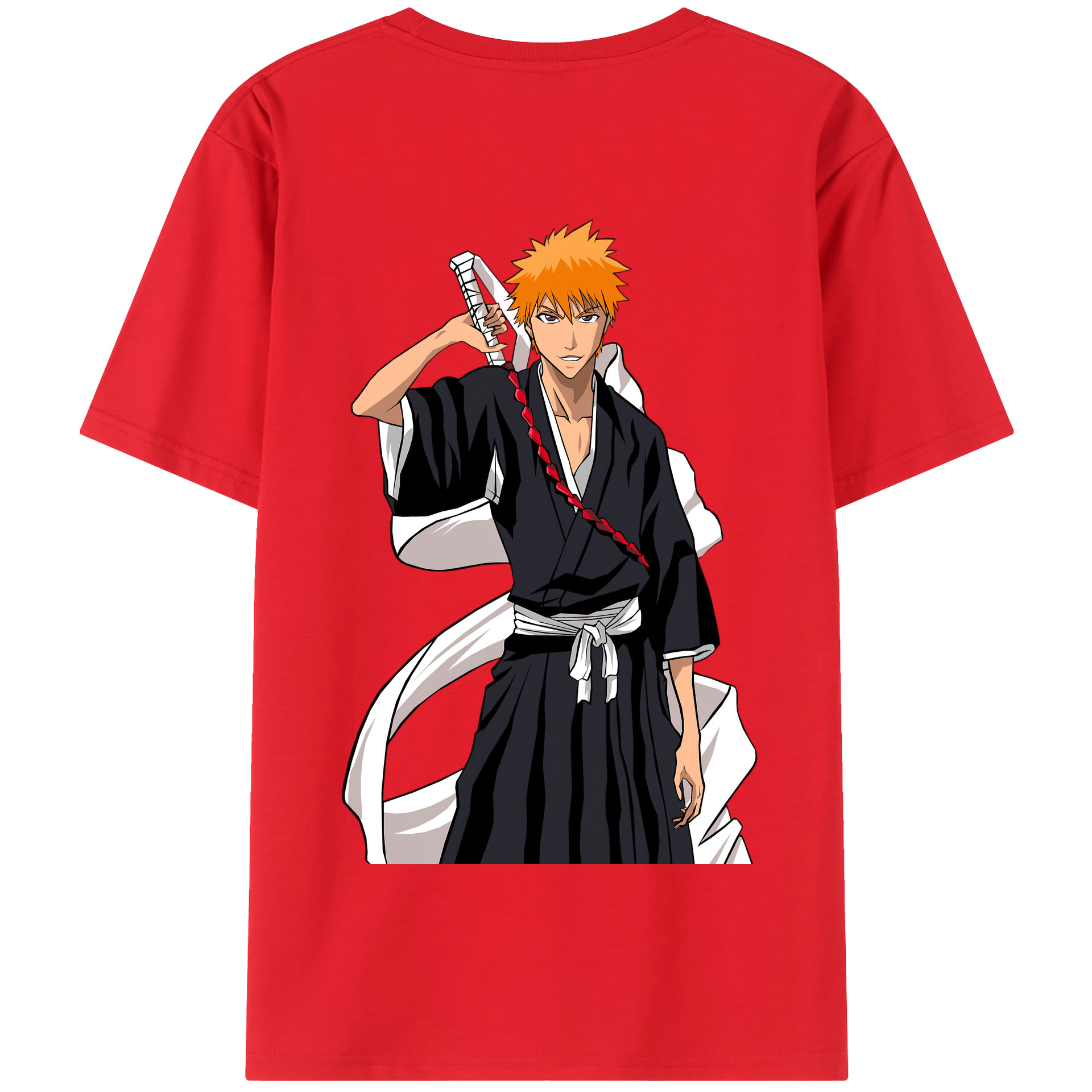 （画像用） ブリーチ 黒崎一護（くろさき いちご）BLEACH Kurosaki Ichigo 綿100％半袖Tシャツ（背面プリント）