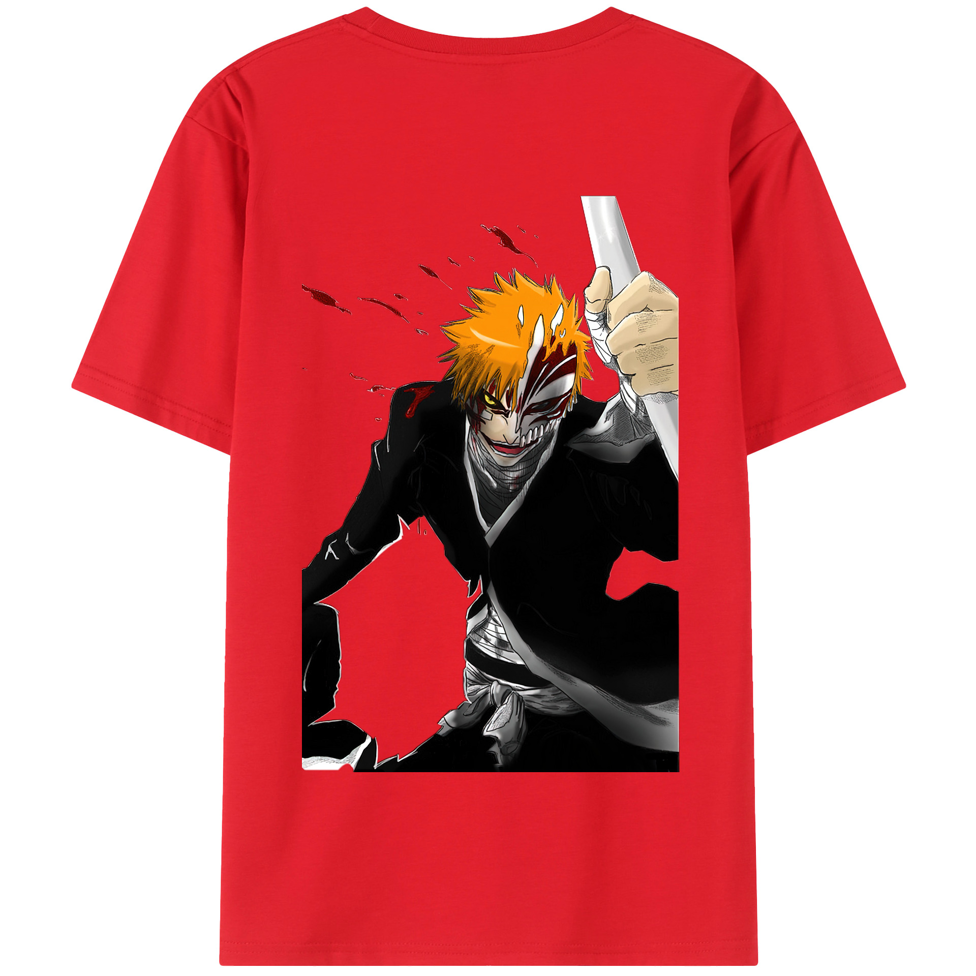（画像用） ブリーチ 黒崎一護（くろさき いちご）BLEACH Kurosaki Ichigo 綿100％半袖Tシャツ（背面プリント）