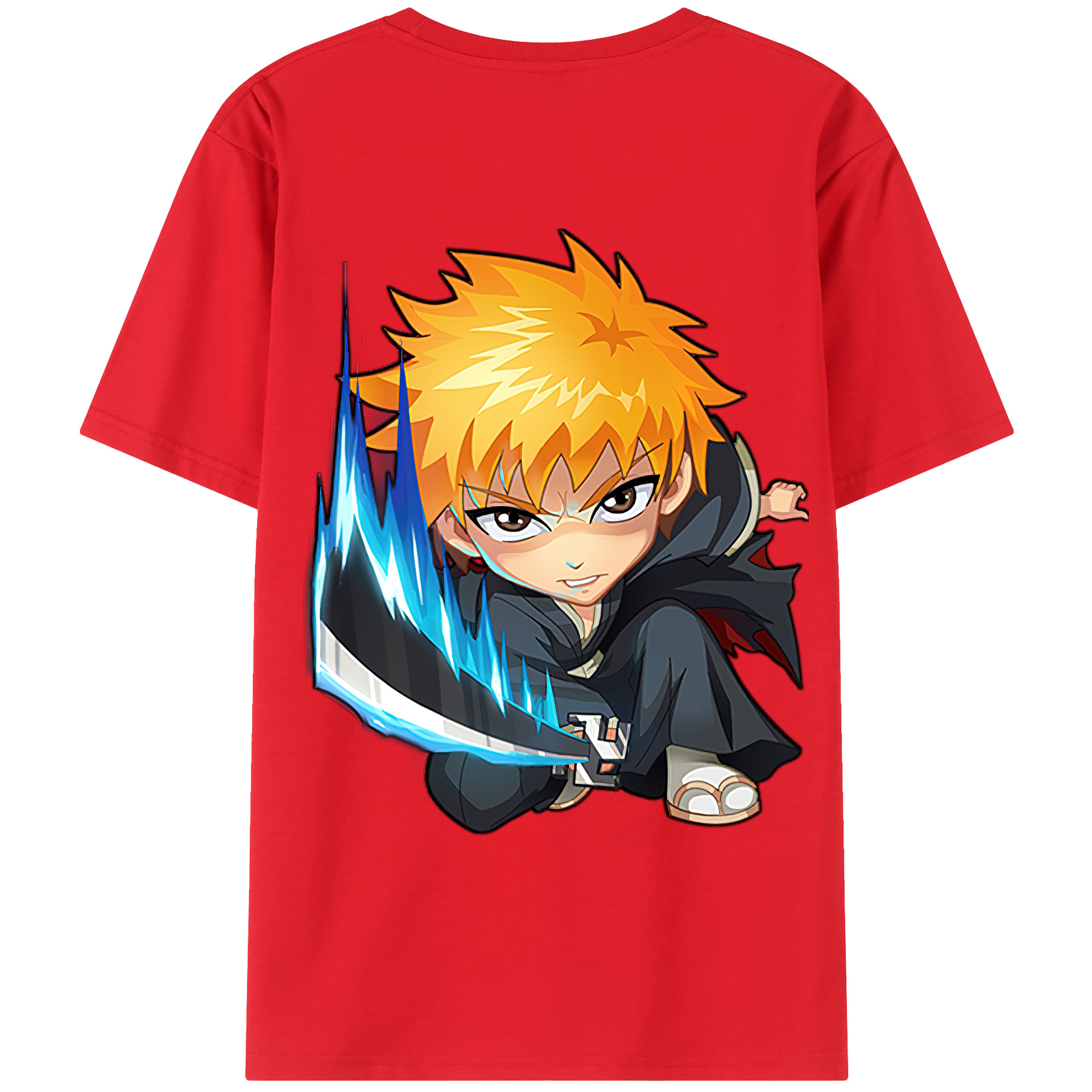 （画像用） ブリーチ 黒崎一護（くろさき いちご）BLEACH Kurosaki Ichigo 綿100％半袖Tシャツ（背面プリント）
