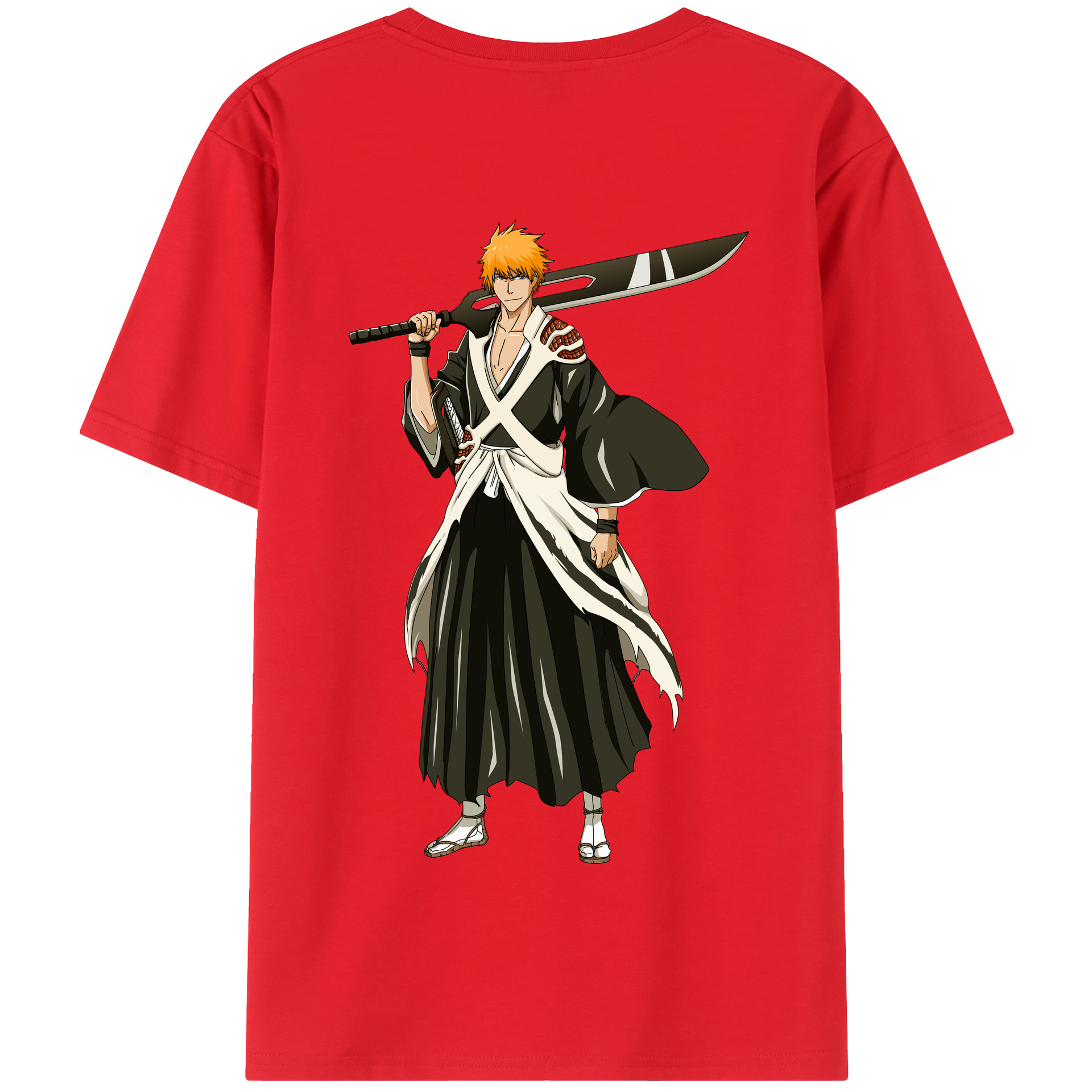 （画像用） ブリーチ 黒崎一護（くろさき いちご）BLEACH Kurosaki Ichigo 綿100％半袖Tシャツ（背面プリント）