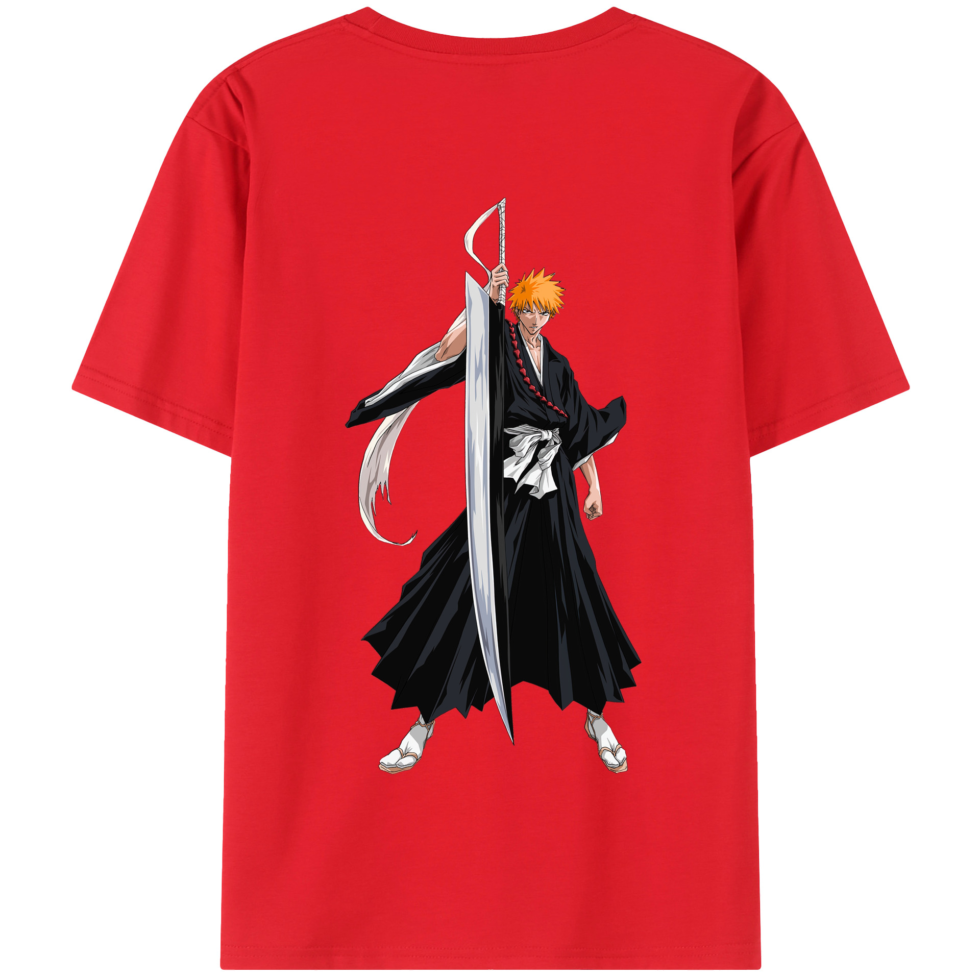 （画像用） ブリーチ 黒崎一護（くろさき いちご）BLEACH Kurosaki Ichigo 綿100％半袖Tシャツ（背面プリント）