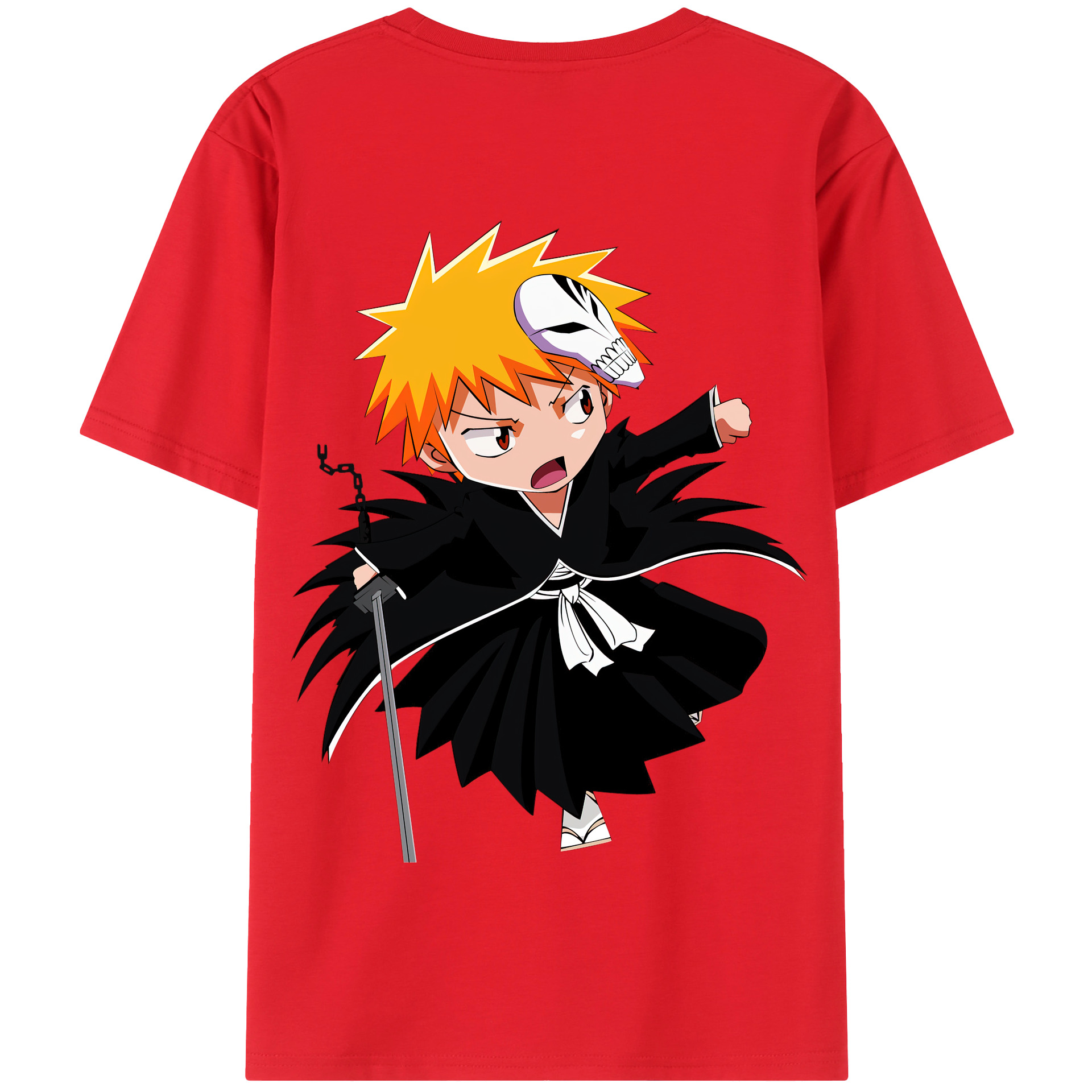 （画像用） ブリーチ 黒崎一護（くろさき いちご）BLEACH Kurosaki Ichigo 綿100％半袖Tシャツ（背面プリント）