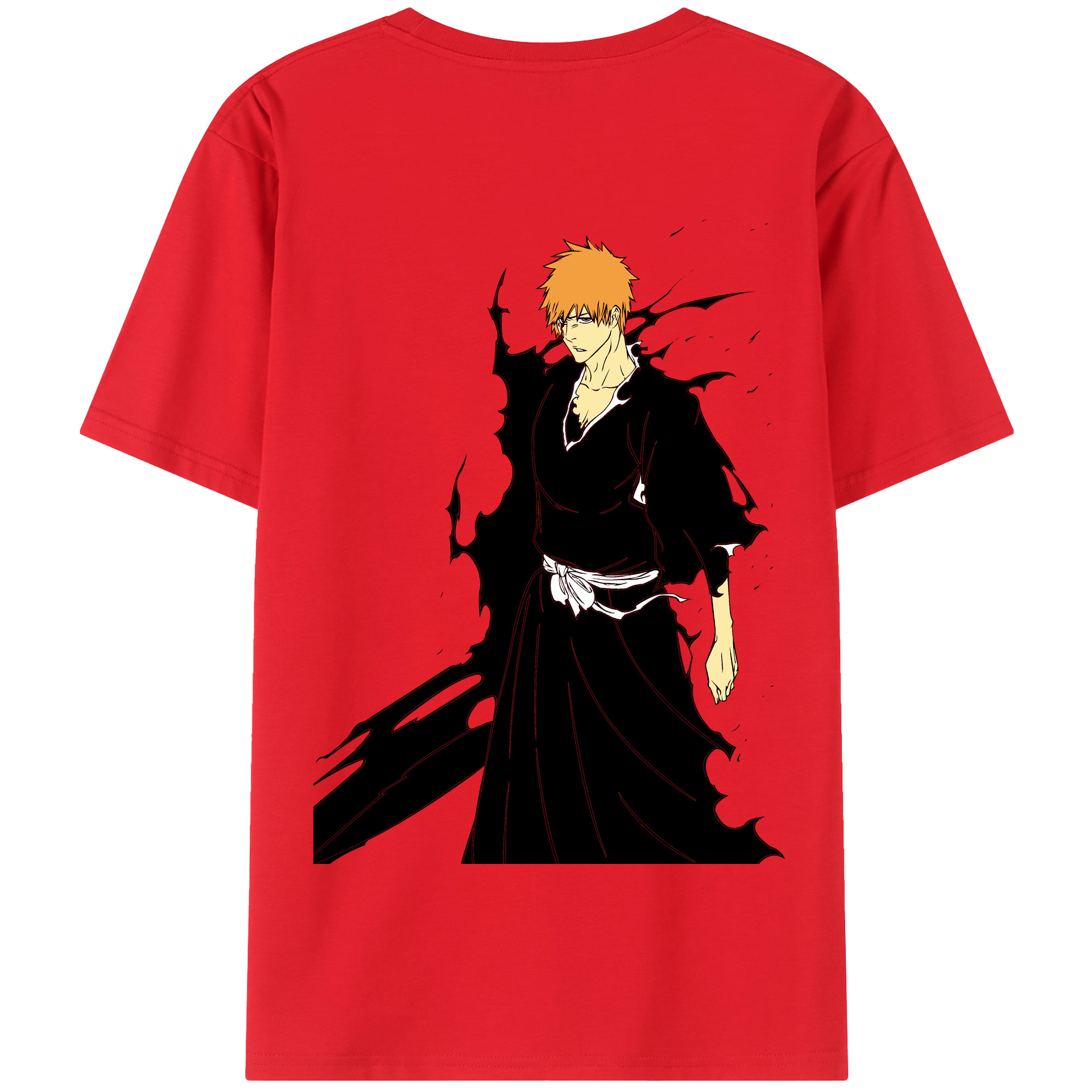 （画像用） ブリーチ 黒崎一護（くろさき いちご）BLEACH Kurosaki Ichigo 綿100％半袖Tシャツ（背面プリント）