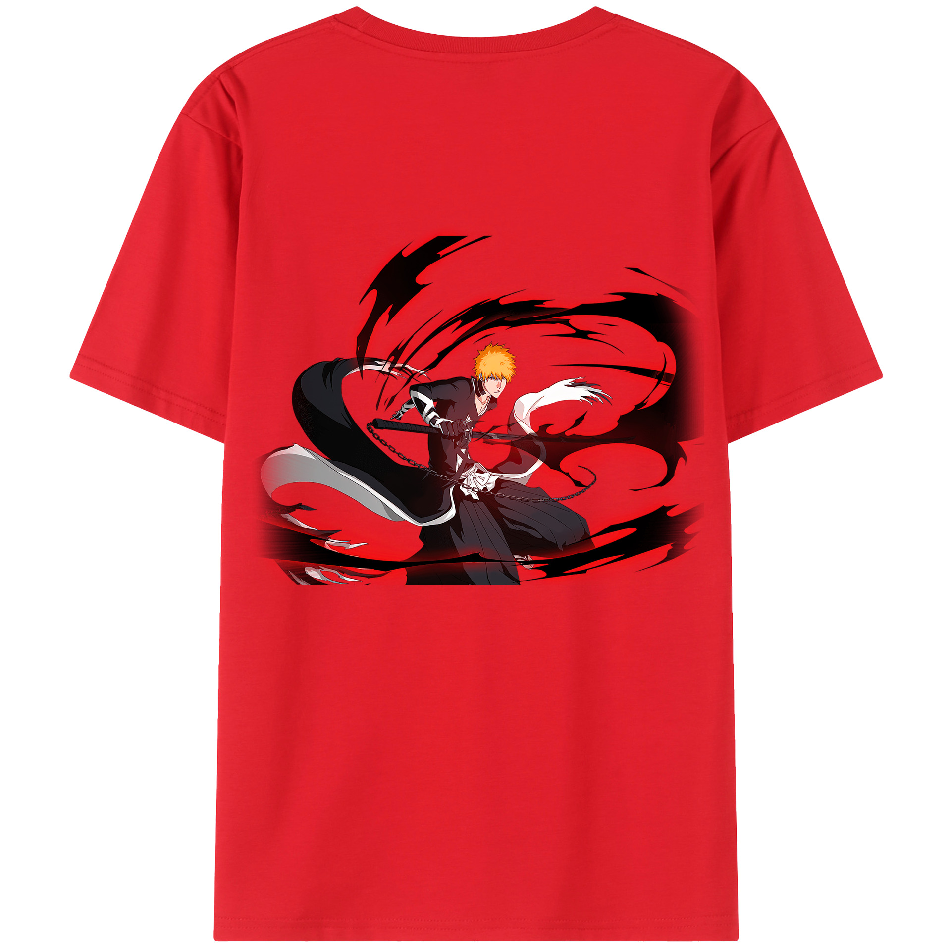 （画像用） ブリーチ 黒崎一護（くろさき いちご）BLEACH Kurosaki Ichigo 綿100％半袖Tシャツ（背面プリント）