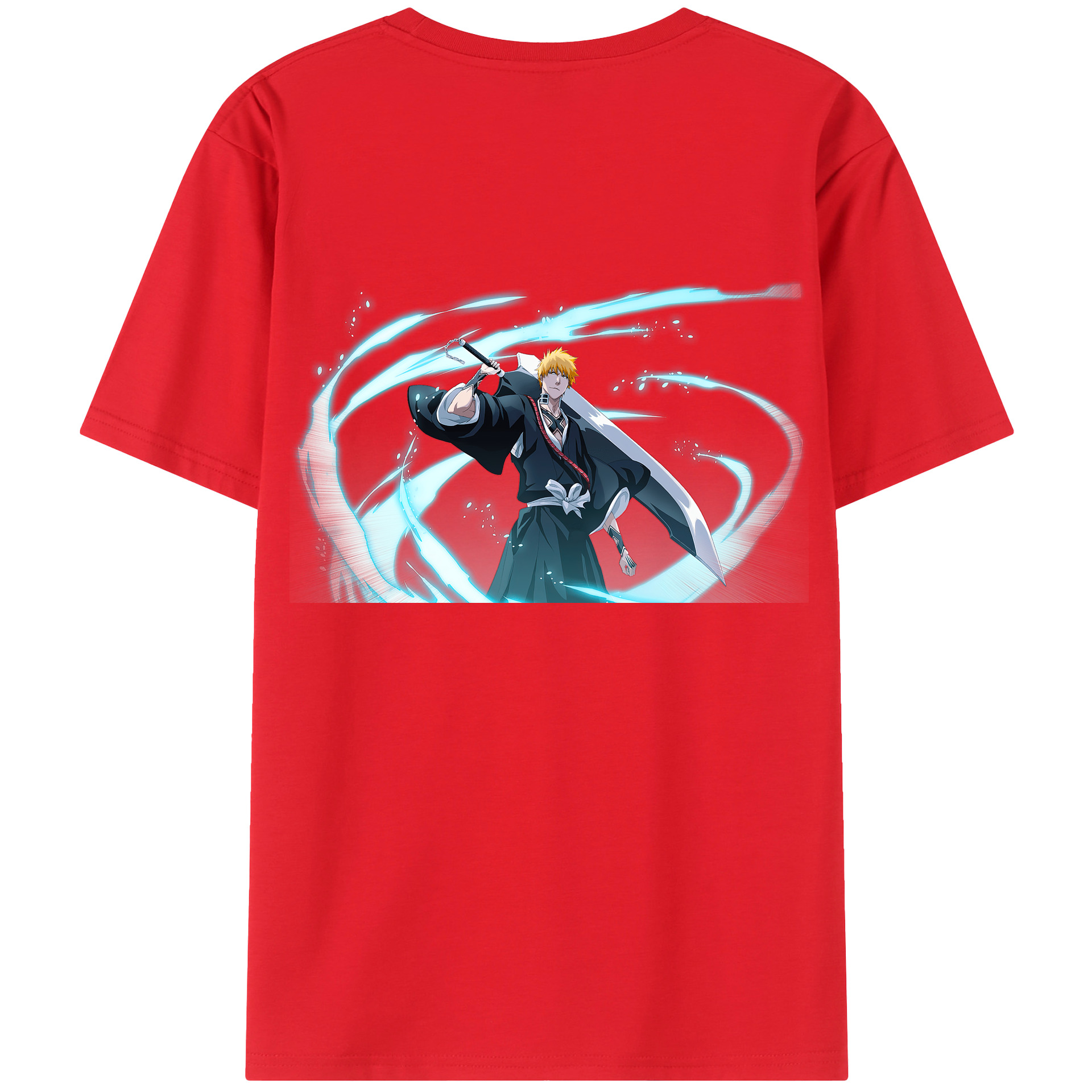 （画像用） ブリーチ 黒崎一護（くろさき いちご）BLEACH Kurosaki Ichigo 綿100％半袖Tシャツ（背面プリント）
