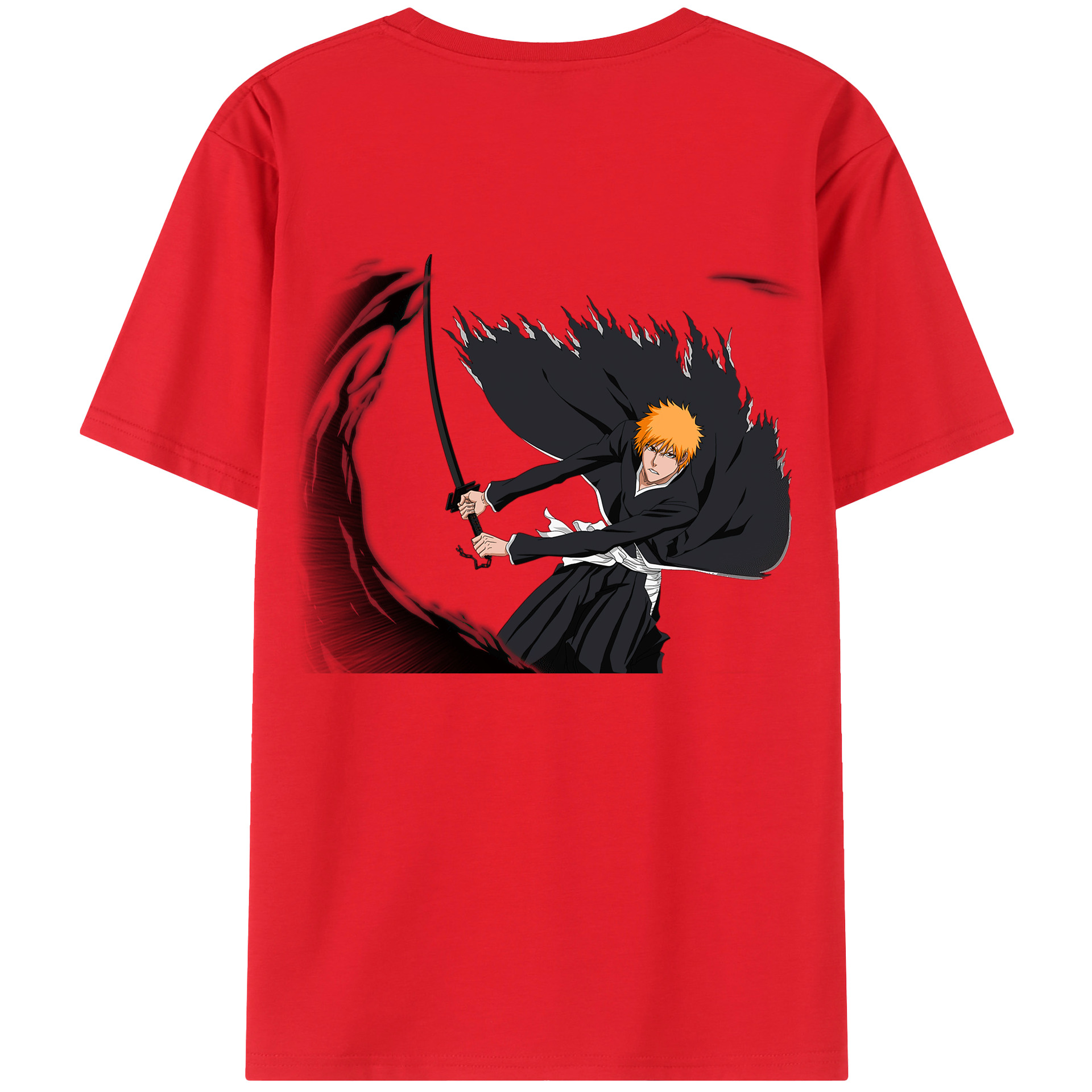 （画像用） ブリーチ 黒崎一護（くろさき いちご）BLEACH Kurosaki Ichigo 綿100％半袖Tシャツ（背面プリント）