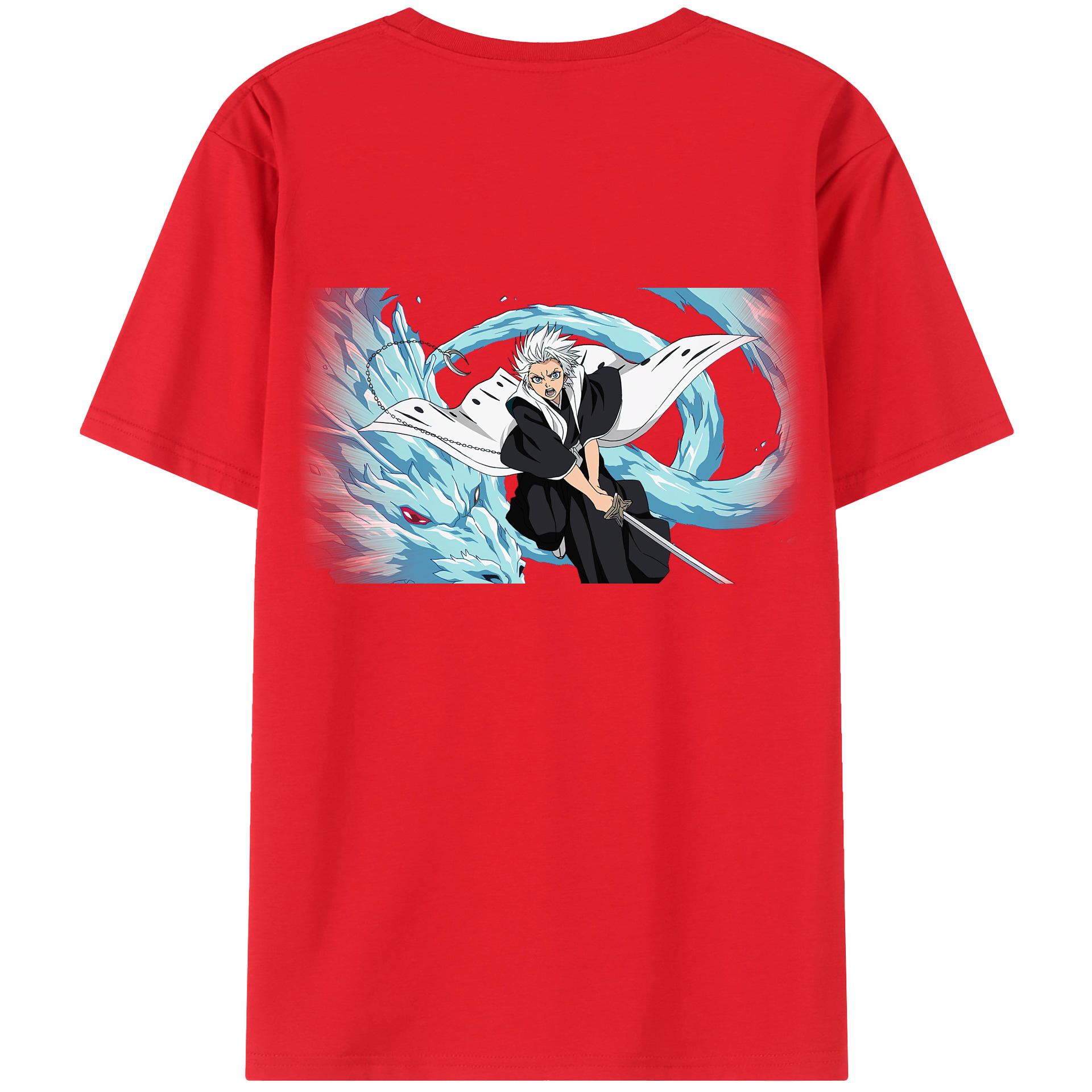 （画像用） ブリーチ 日番谷冬獅郎（ひつがや とうしろう） BLEACH Hitsugaya Toushirou 綿100％半袖Tシャツ（背面プリント）