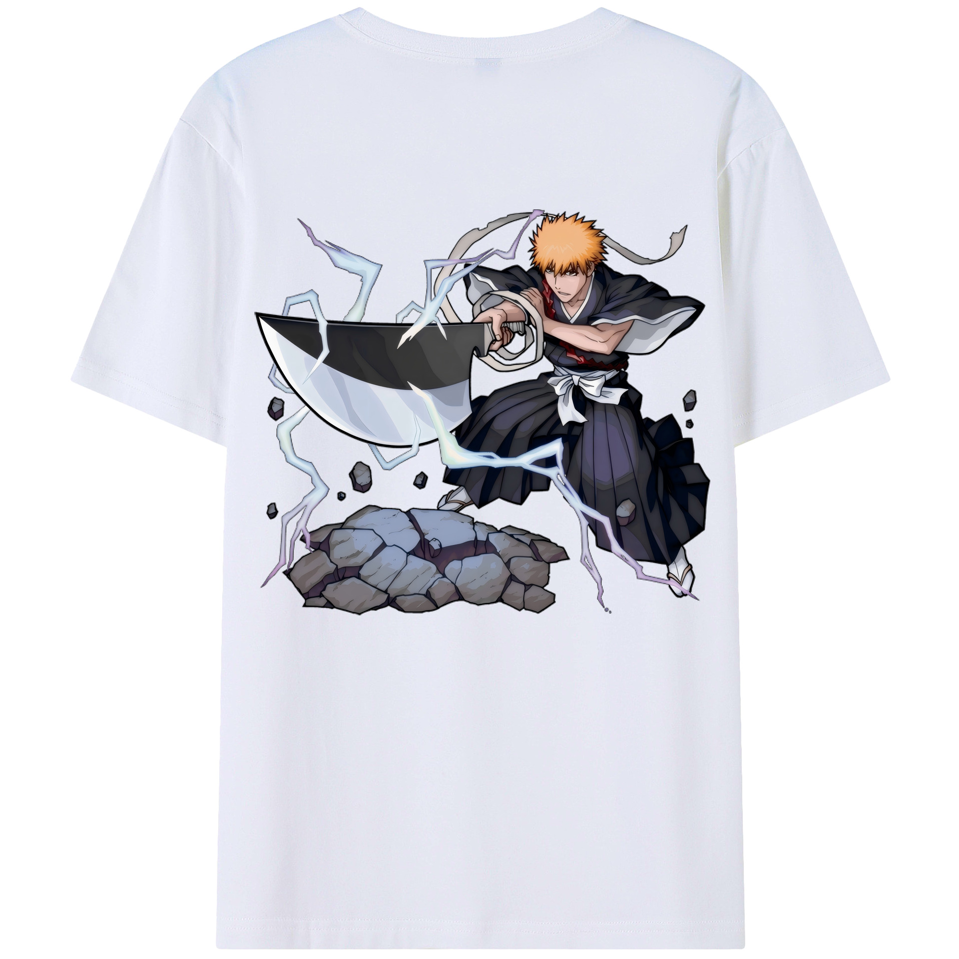 （画像用） ブリーチ 黒崎一護（くろさき いちご）BLEACH Kurosaki Ichigo 綿100％半袖Tシャツ（背面プリント）