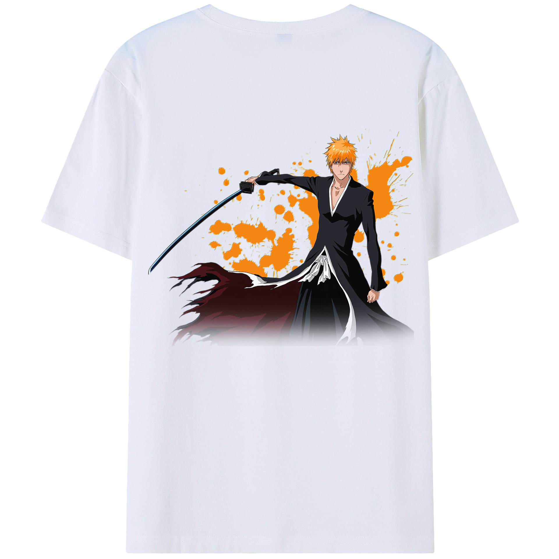 （画像用） ブリーチ 黒崎一護（くろさき いちご）BLEACH Kurosaki Ichigo 綿100％半袖Tシャツ（背面プリント）