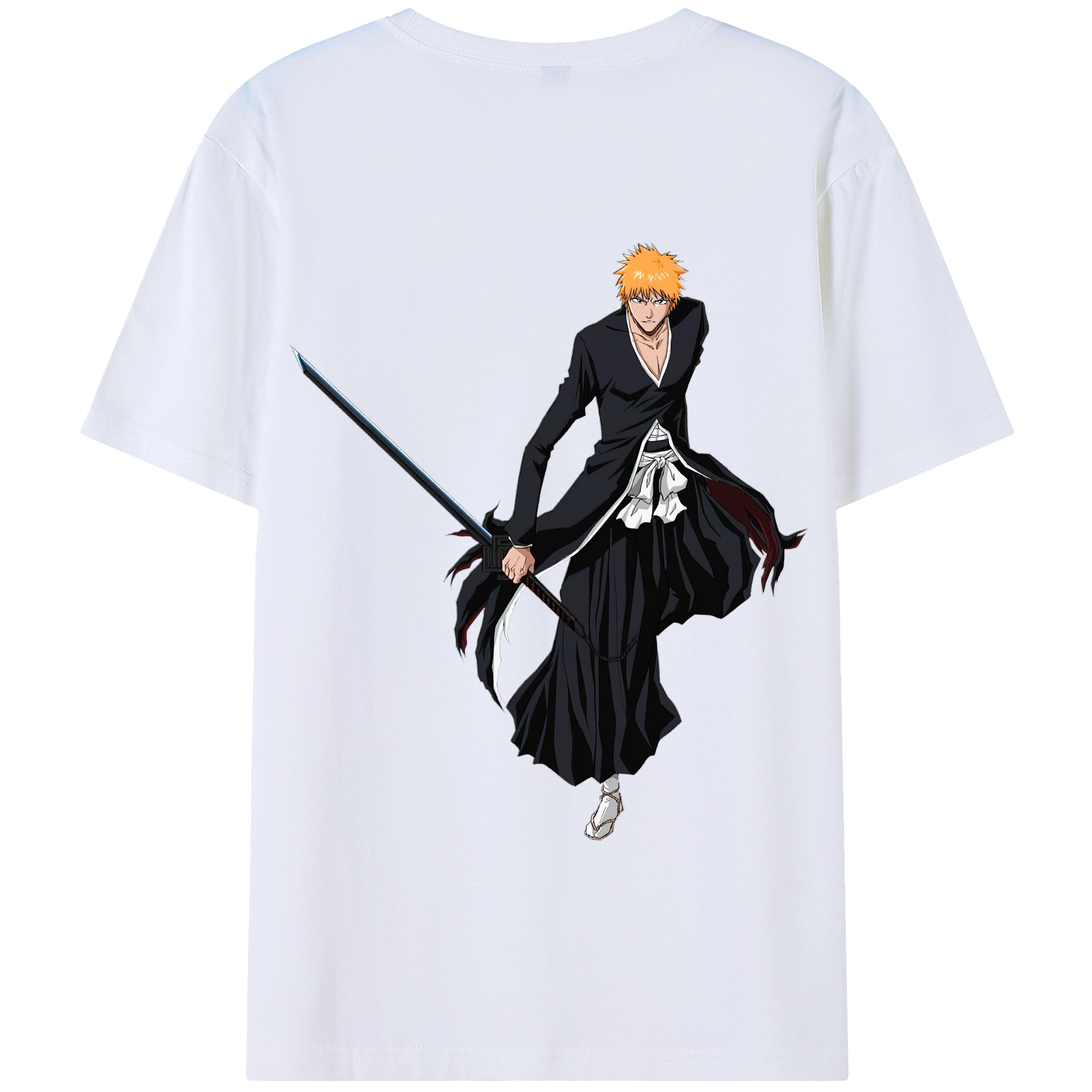（画像用） ブリーチ 黒崎一護（くろさき いちご）BLEACH Kurosaki Ichigo 綿100％半袖Tシャツ（背面プリント）